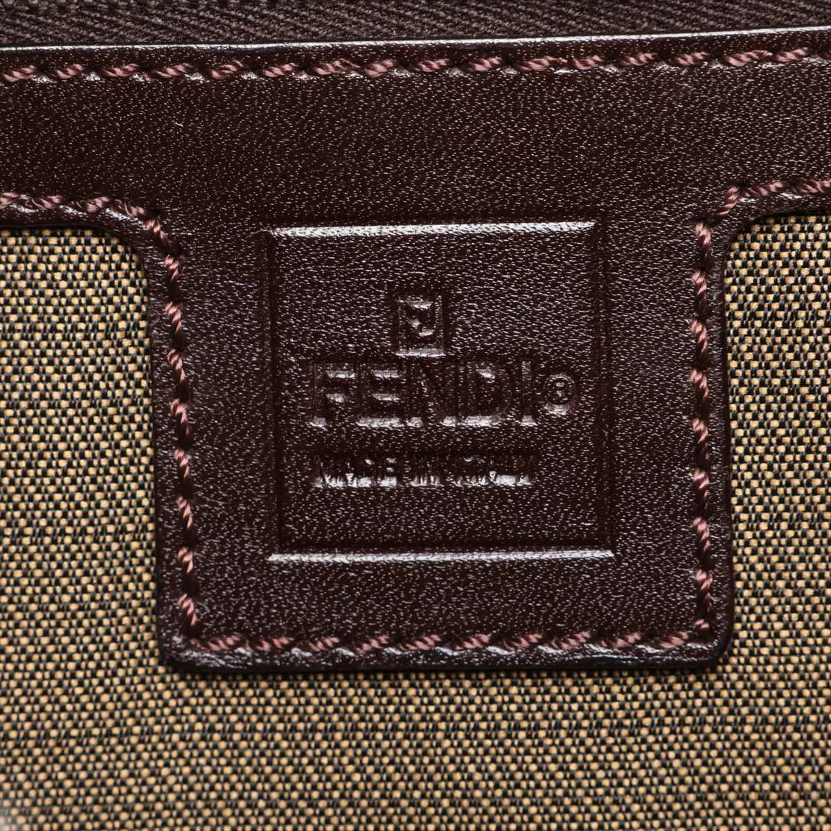 Zucca Canvas x Leather Shoulder Bag, Brown — view 10