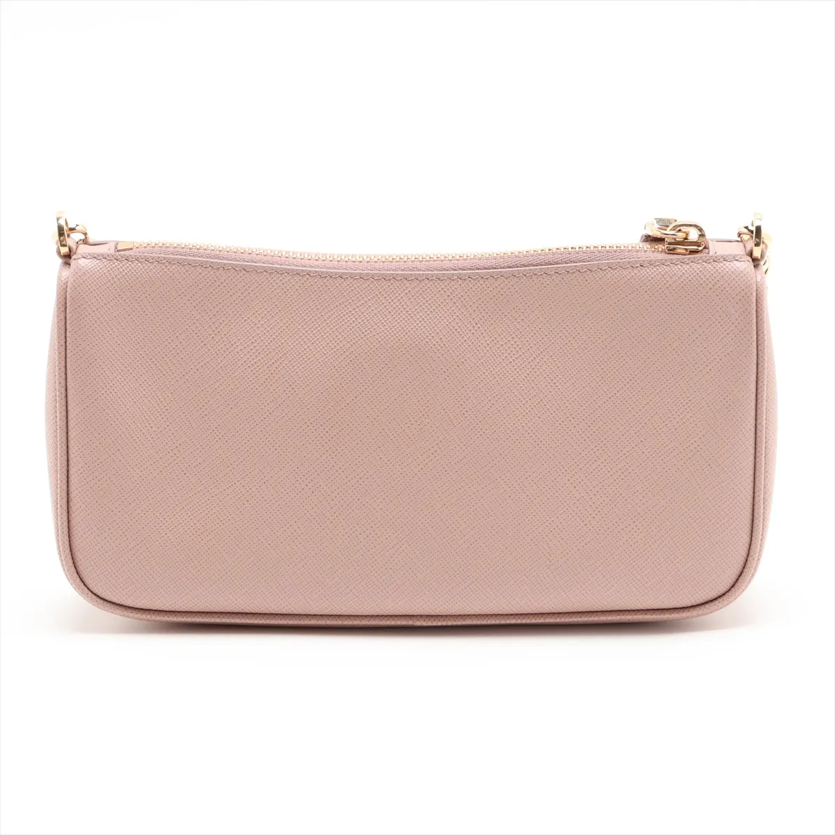 Saffiano Leather Chain Shoulder Bag, Beige — view 2