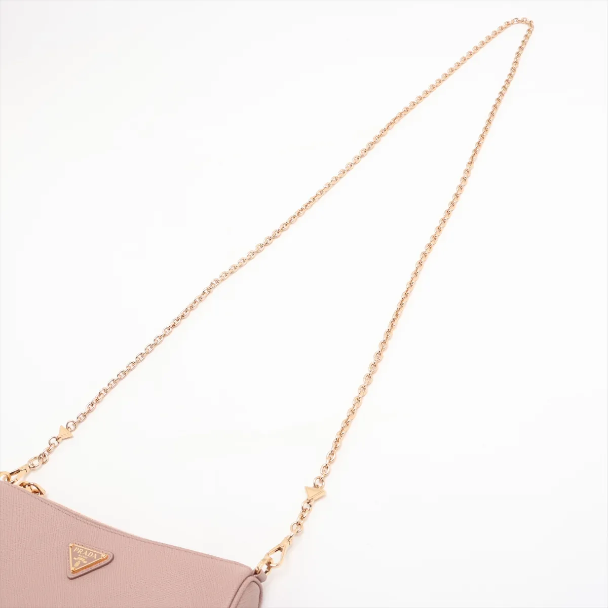 Saffiano Leather Chain Shoulder Bag, Beige — view 5