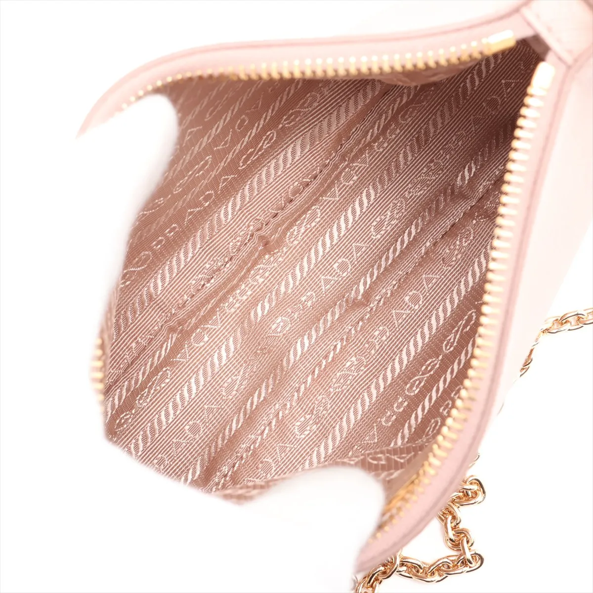 Saffiano Leather Chain Shoulder Bag, Beige — view 6