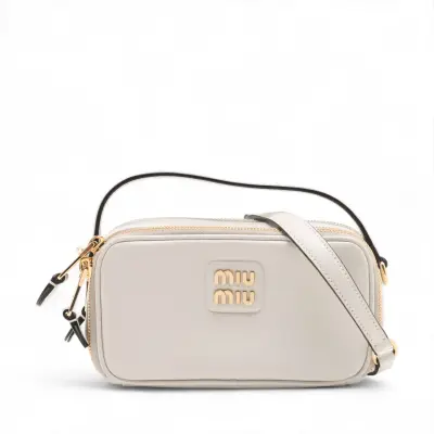 Leather 2-Way Handbag, White, 5BH229