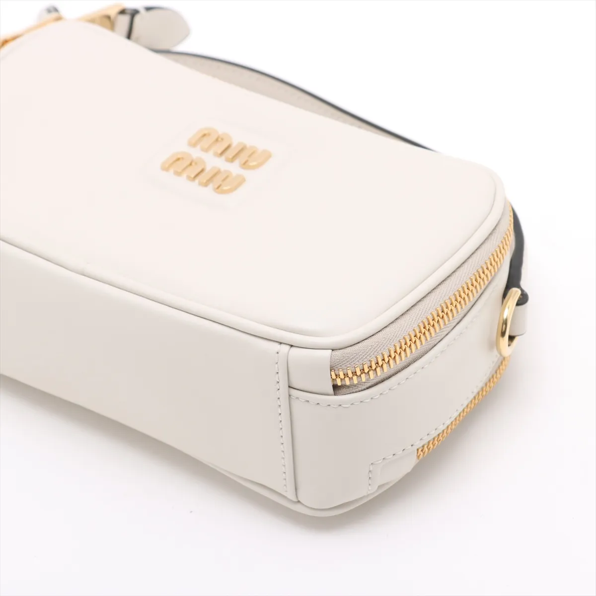 Leather 2-Way Handbag, White, 5BH229 — view 3