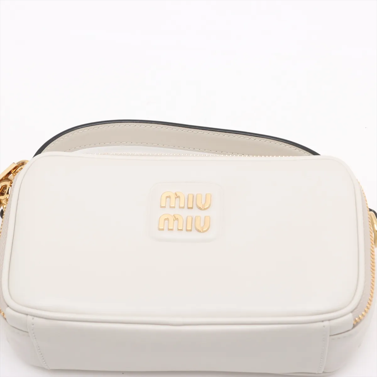 Leather 2-Way Handbag, White, 5BH229 — view 6