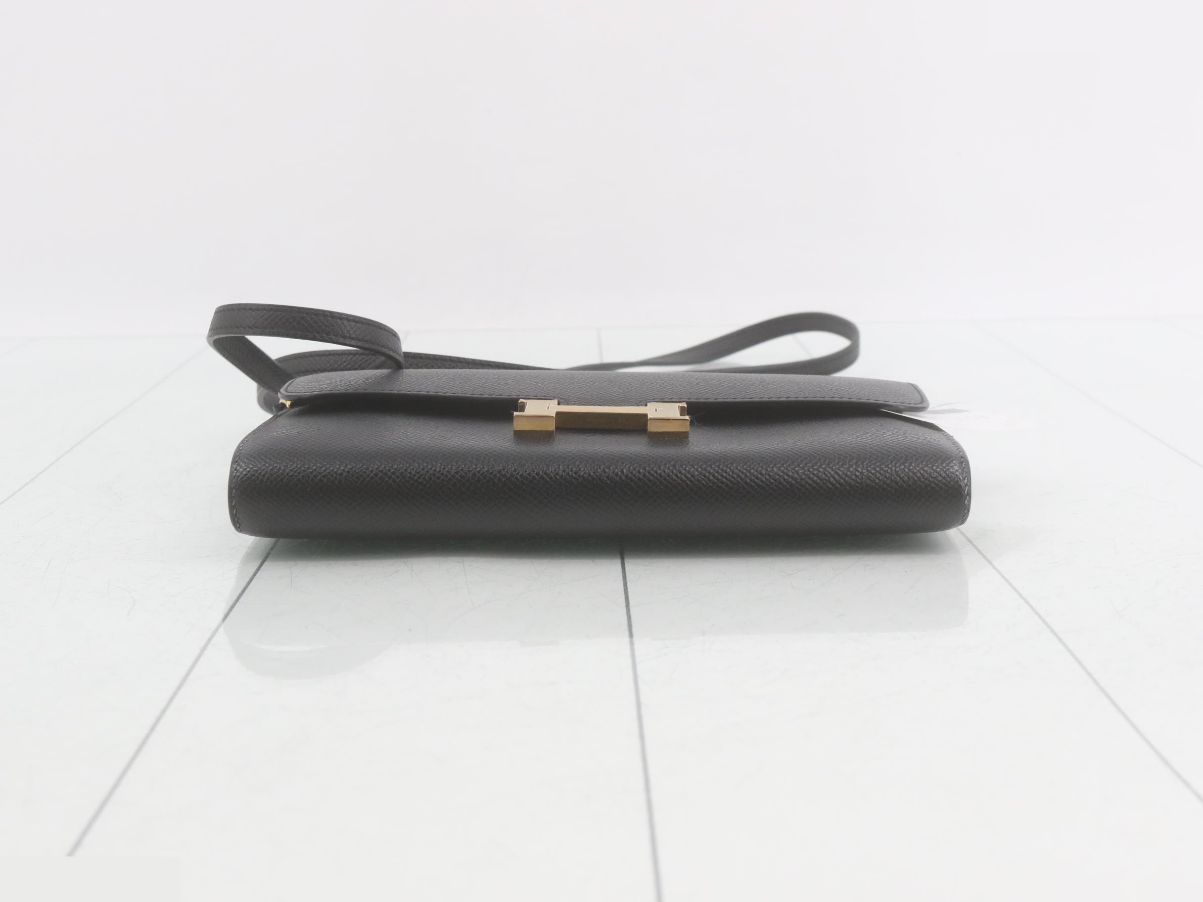 Constance To Go Leather Shoulder Wallet, Y Stamp, Black — view 3
