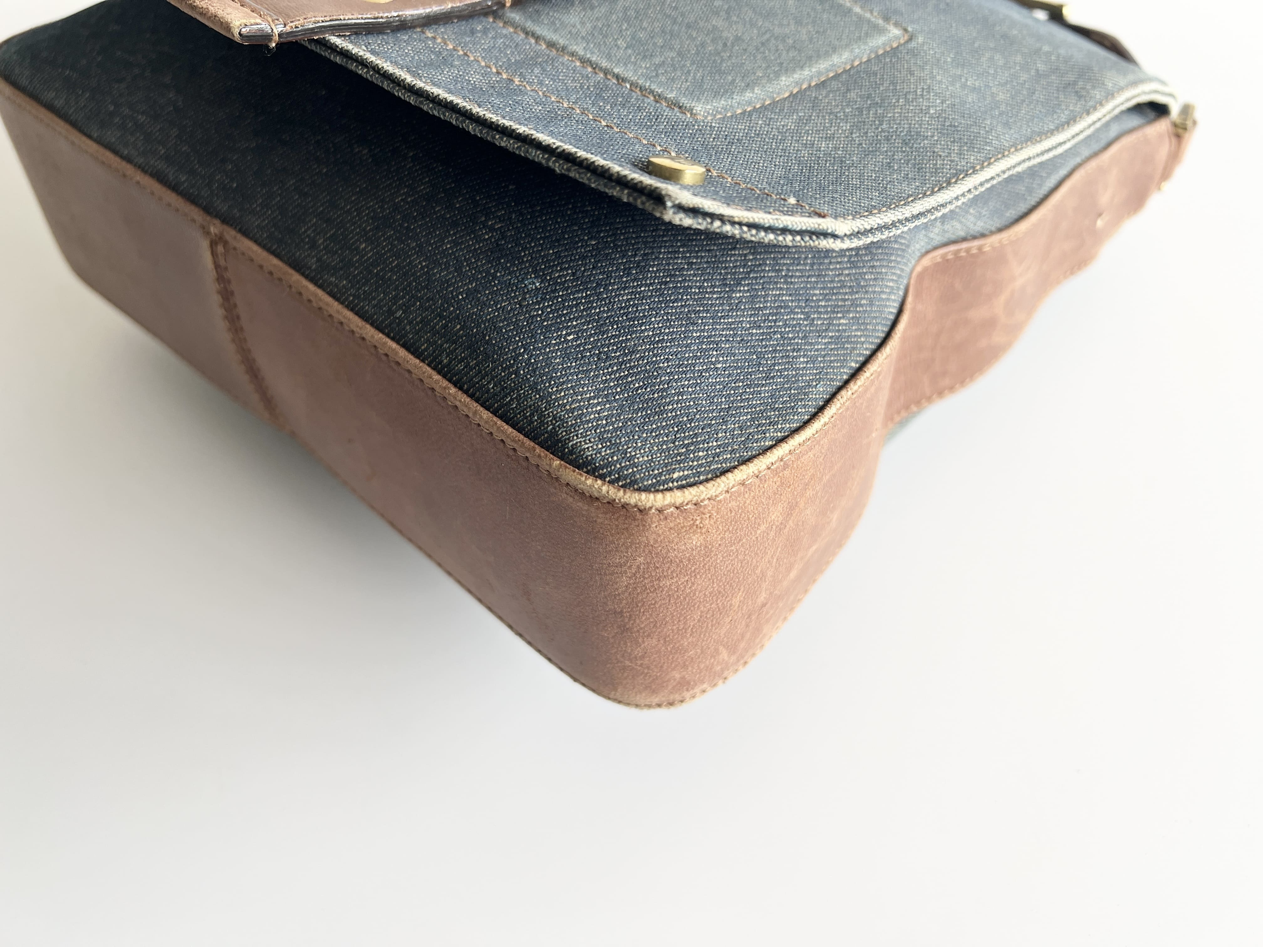 Christian Street Chic Denim Leather Shoulder Bag One-Shoulder Bag * Shoulder Bag — view 10