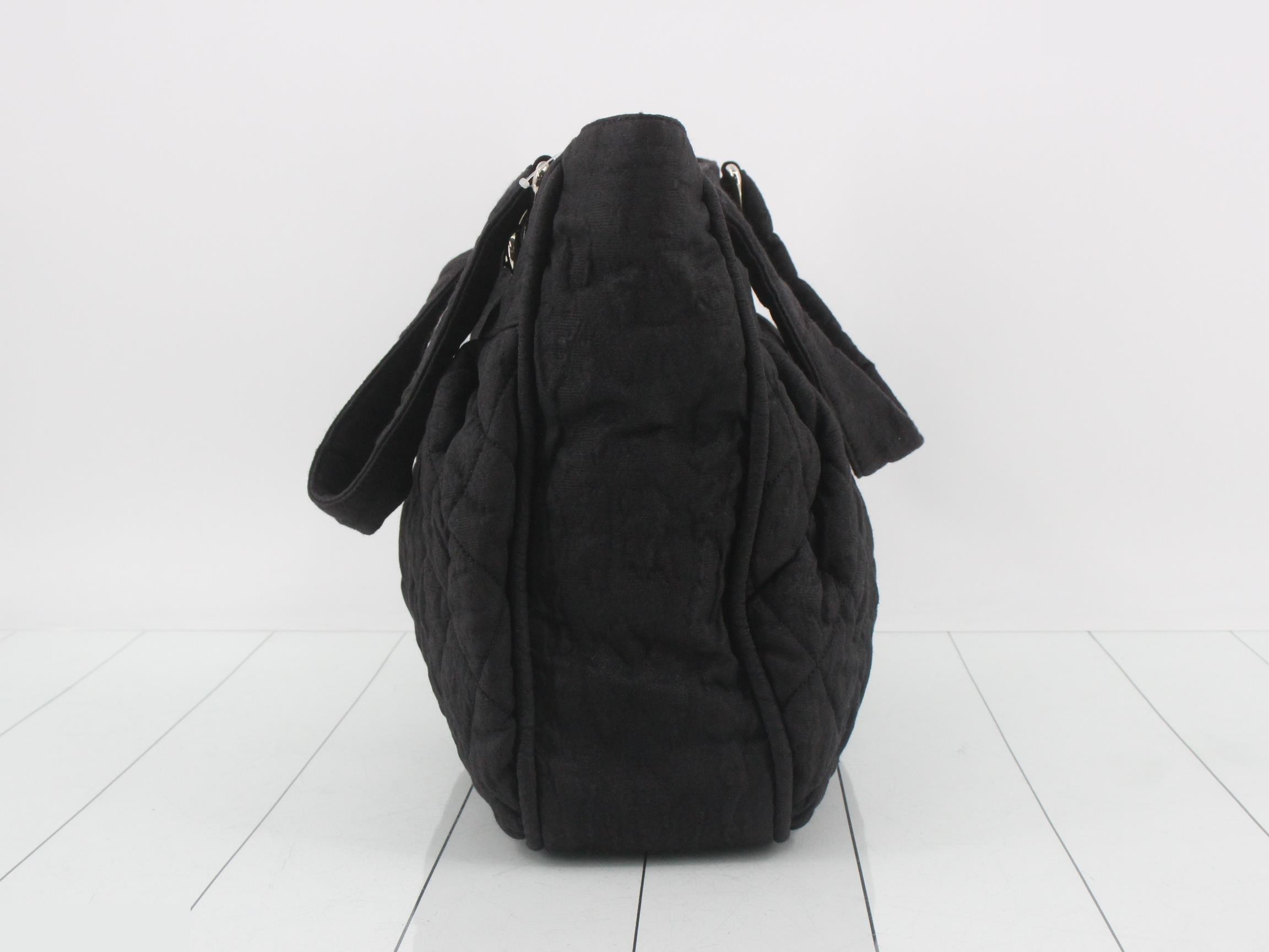 quilted tote bag, black — view 3