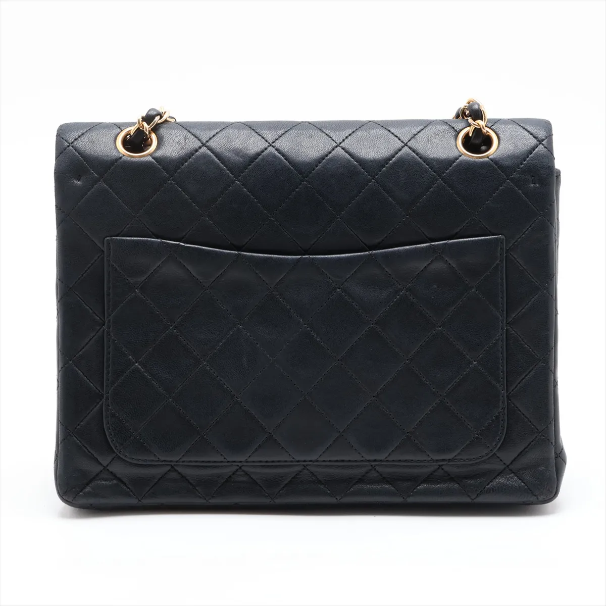 Matelassé Lambskin Double Flap Double Chain Bag, Black with Gold Hardware, Item No. 1396750 — view 2