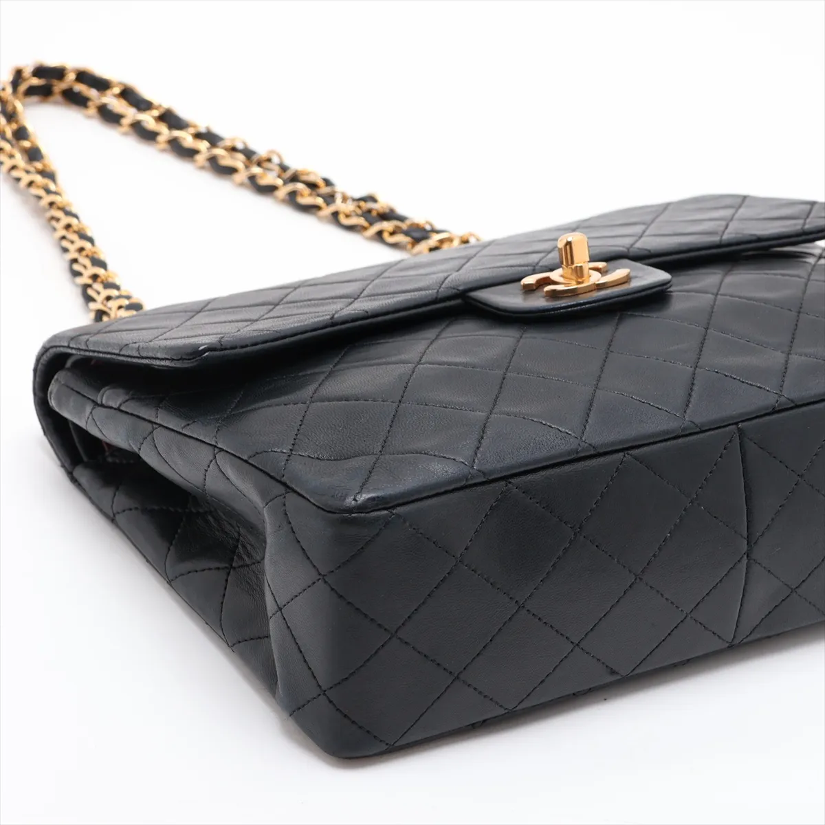 Matelassé Lambskin Double Flap Double Chain Bag, Black with Gold Hardware, Item No. 1396750 — view 4