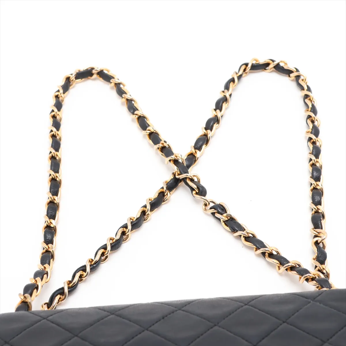 Matelassé Lambskin Double Flap Double Chain Bag, Black with Gold Hardware, Item No. 1396750 — view 6