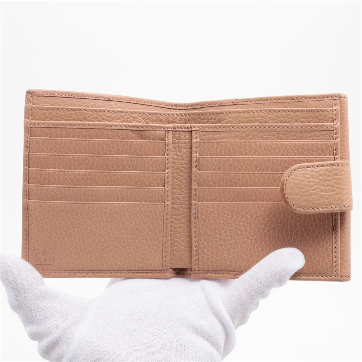 Interlocking G 615525 Leather Compact Wallet Beige — view 4