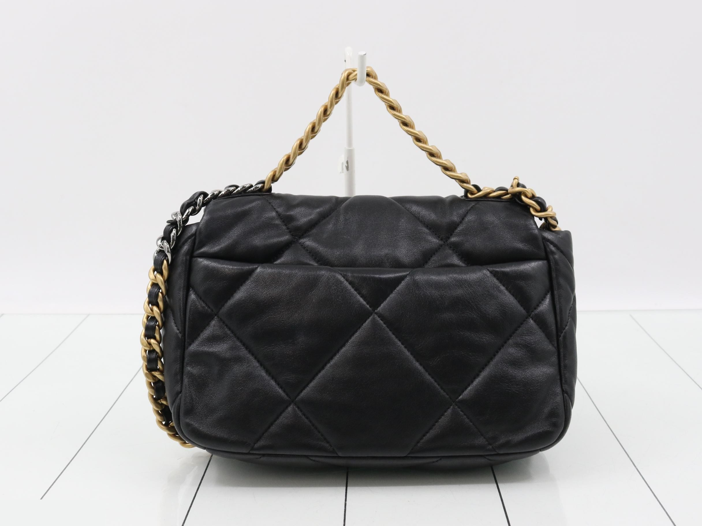 19. Lambskin Shoulder Bag, Matelassé, Black — view 2