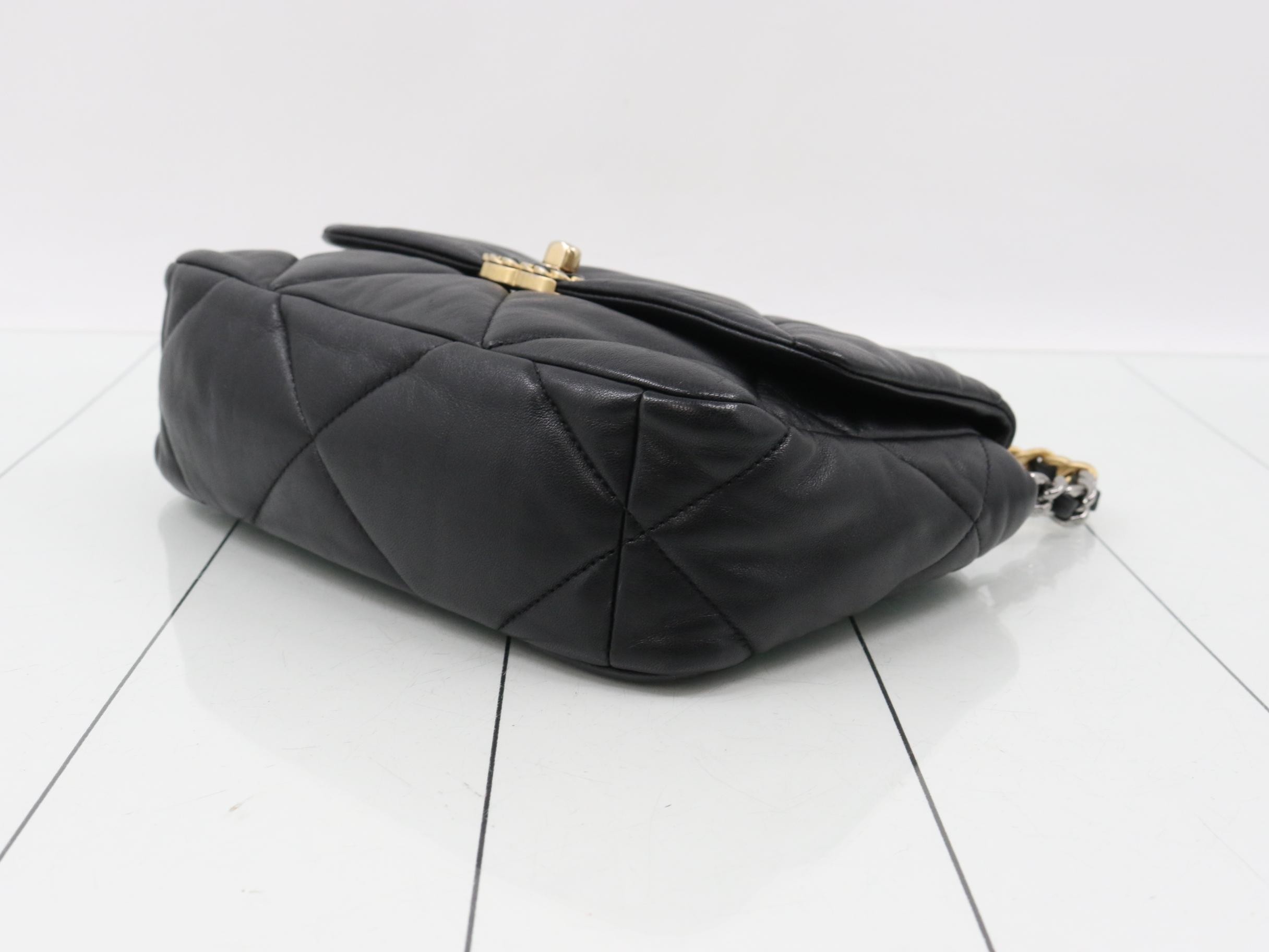 19. Lambskin Shoulder Bag, Matelassé, Black — view 6