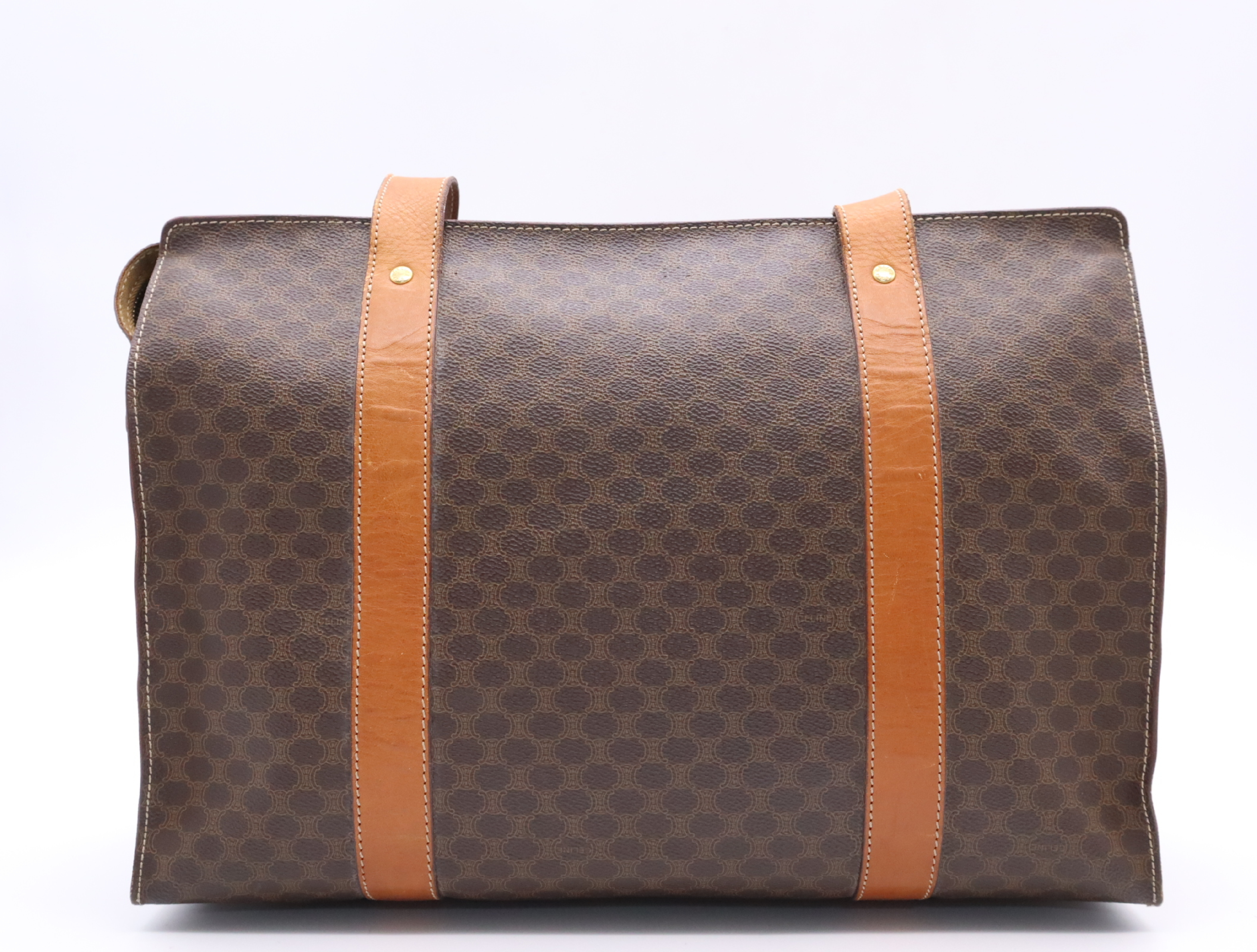 Leather Macadam Pattern Tote Bag, Brown, Gold Hardware Tote Bag — view 2