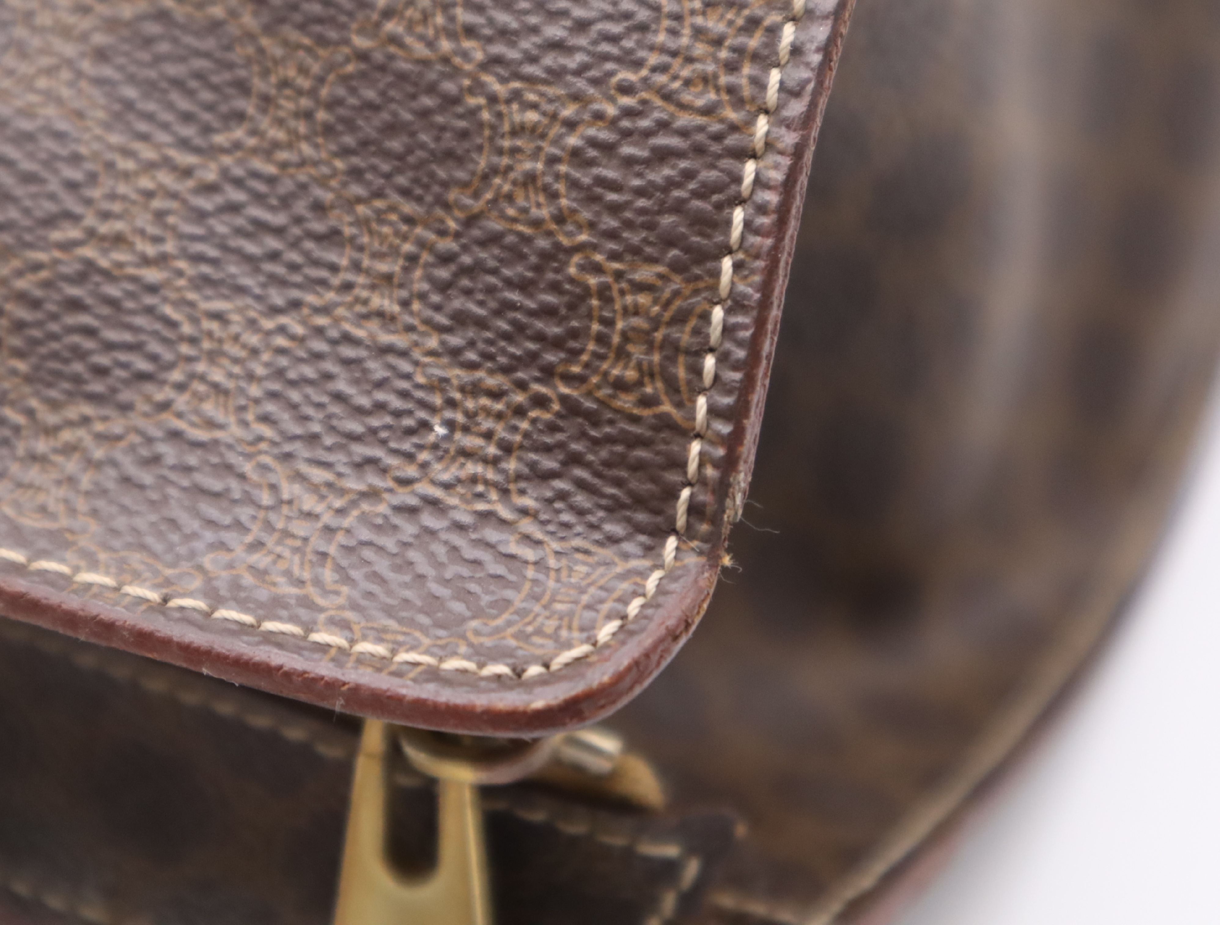 Leather Macadam Pattern Tote Bag, Brown, Gold Hardware Tote Bag — view 11