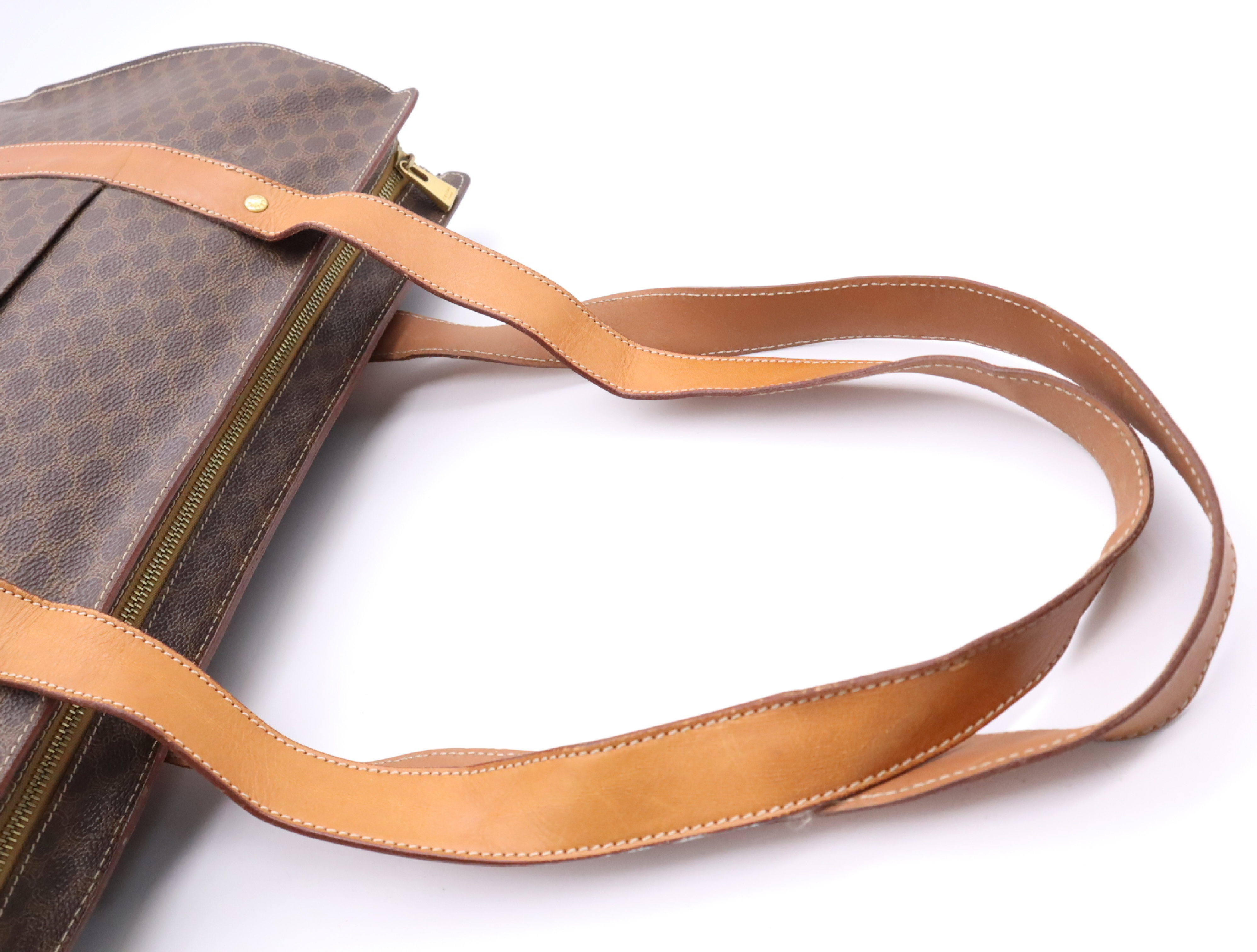 Leather Macadam Pattern Tote Bag, Brown, Gold Hardware Tote Bag — view 12