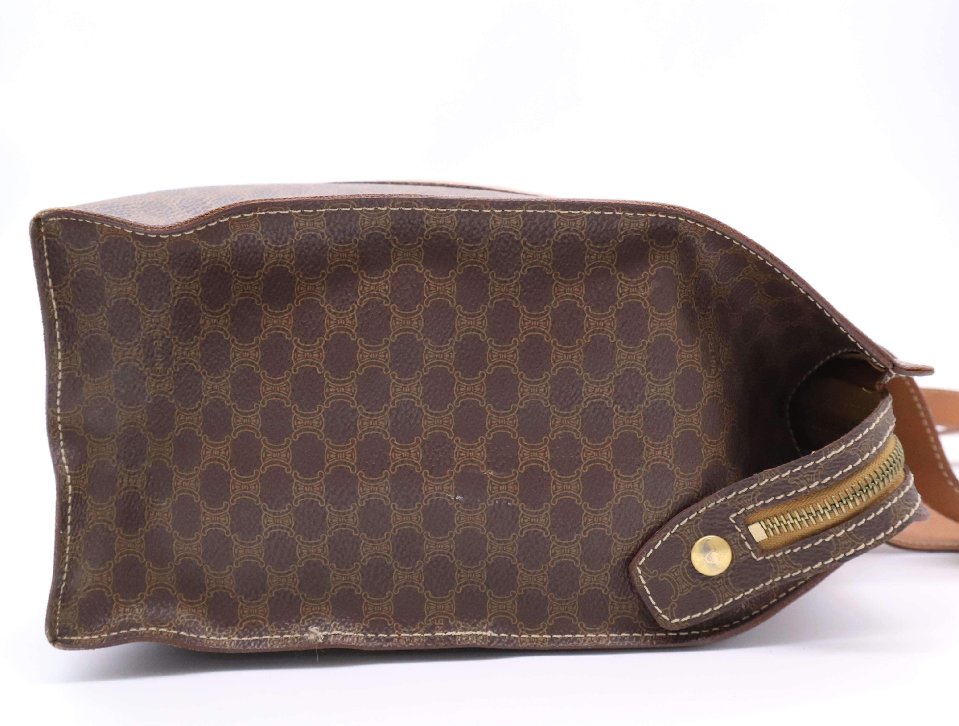 Leather Macadam Pattern Tote Bag, Brown, Gold Hardware Tote Bag — view 5