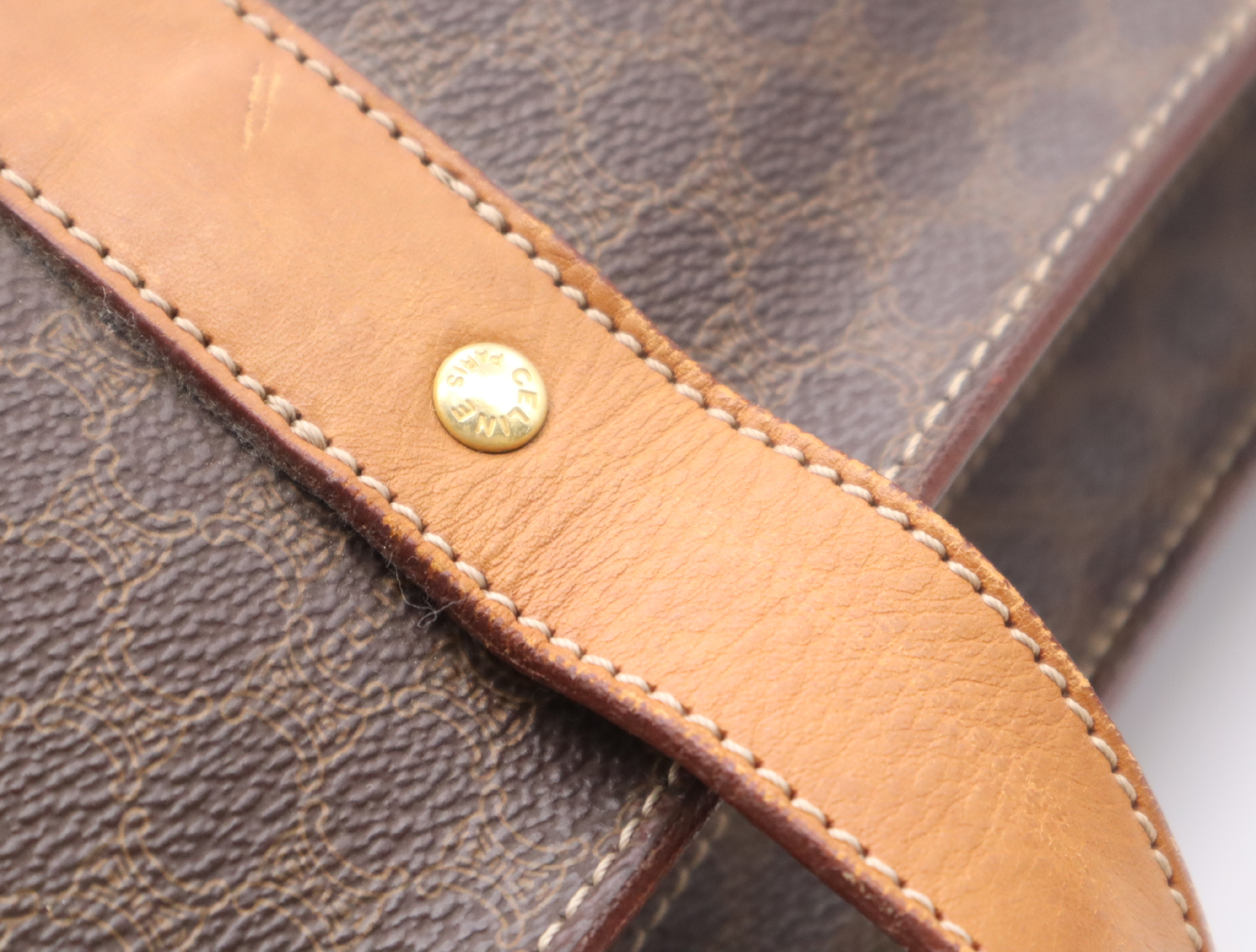 Leather Macadam Pattern Tote Bag, Brown, Gold Hardware Tote Bag — view 9