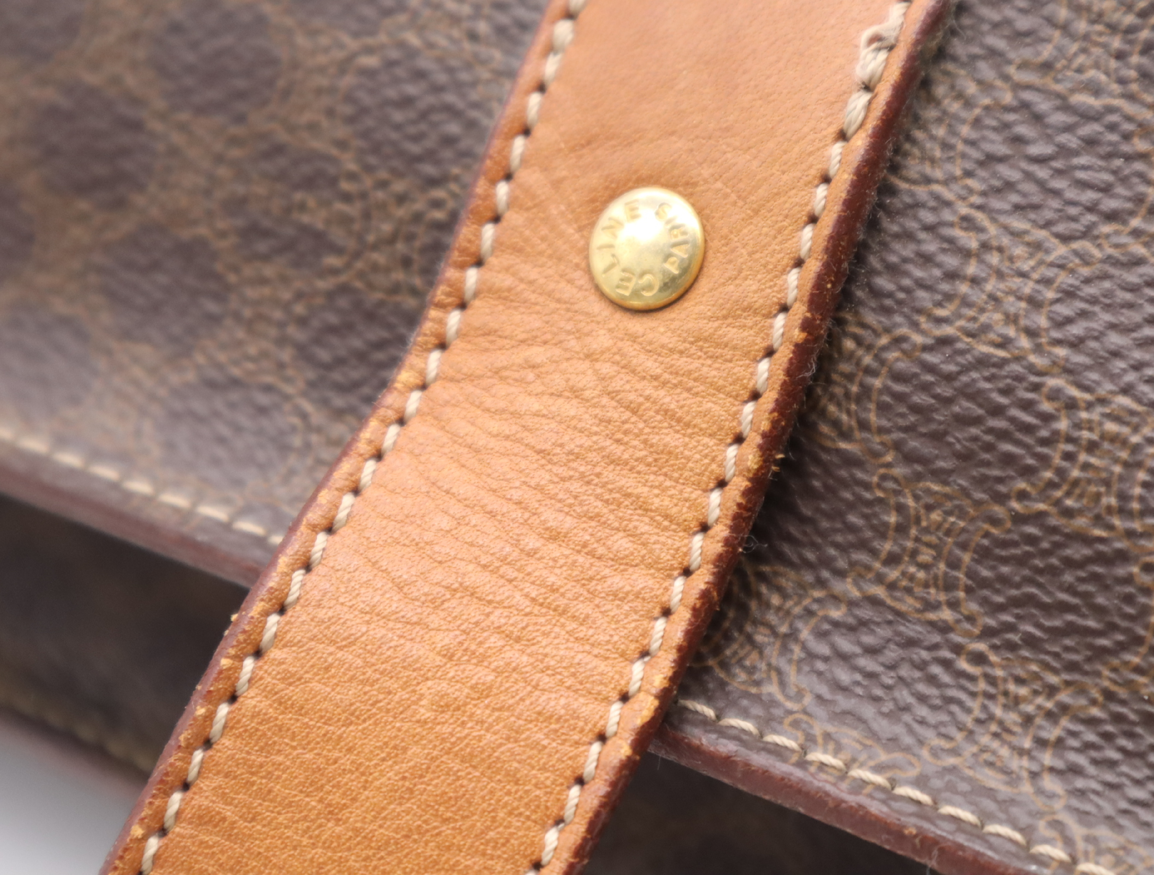 Leather Macadam Pattern Tote Bag, Brown, Gold Hardware Tote Bag — view 10