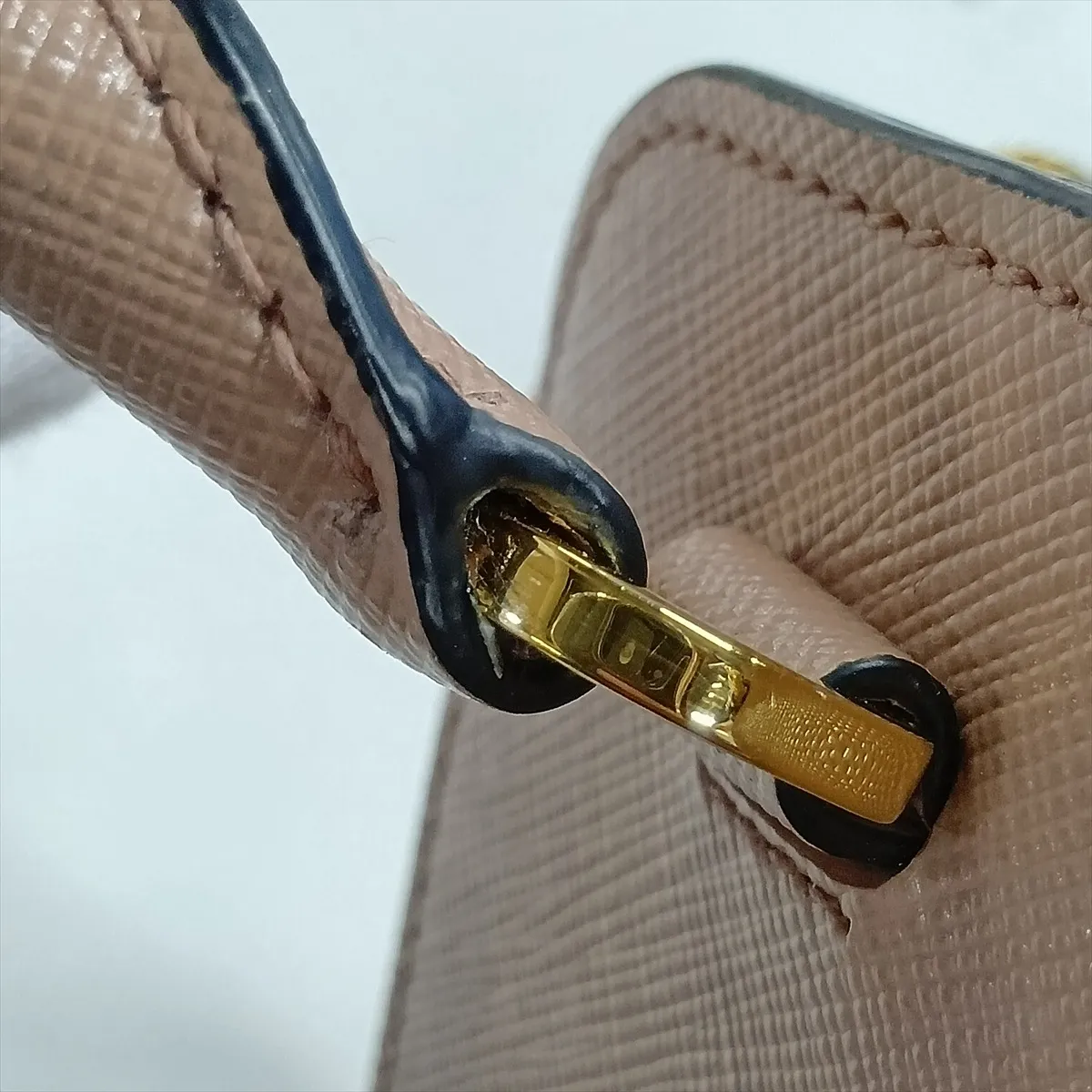 Saffiano Leather 2-Way Handbag, Beige — view 12