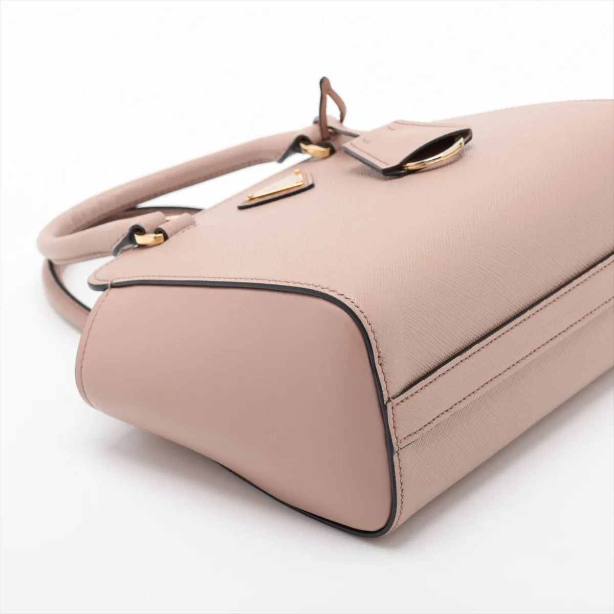 Saffiano Leather 2-Way Handbag, Beige — view 4