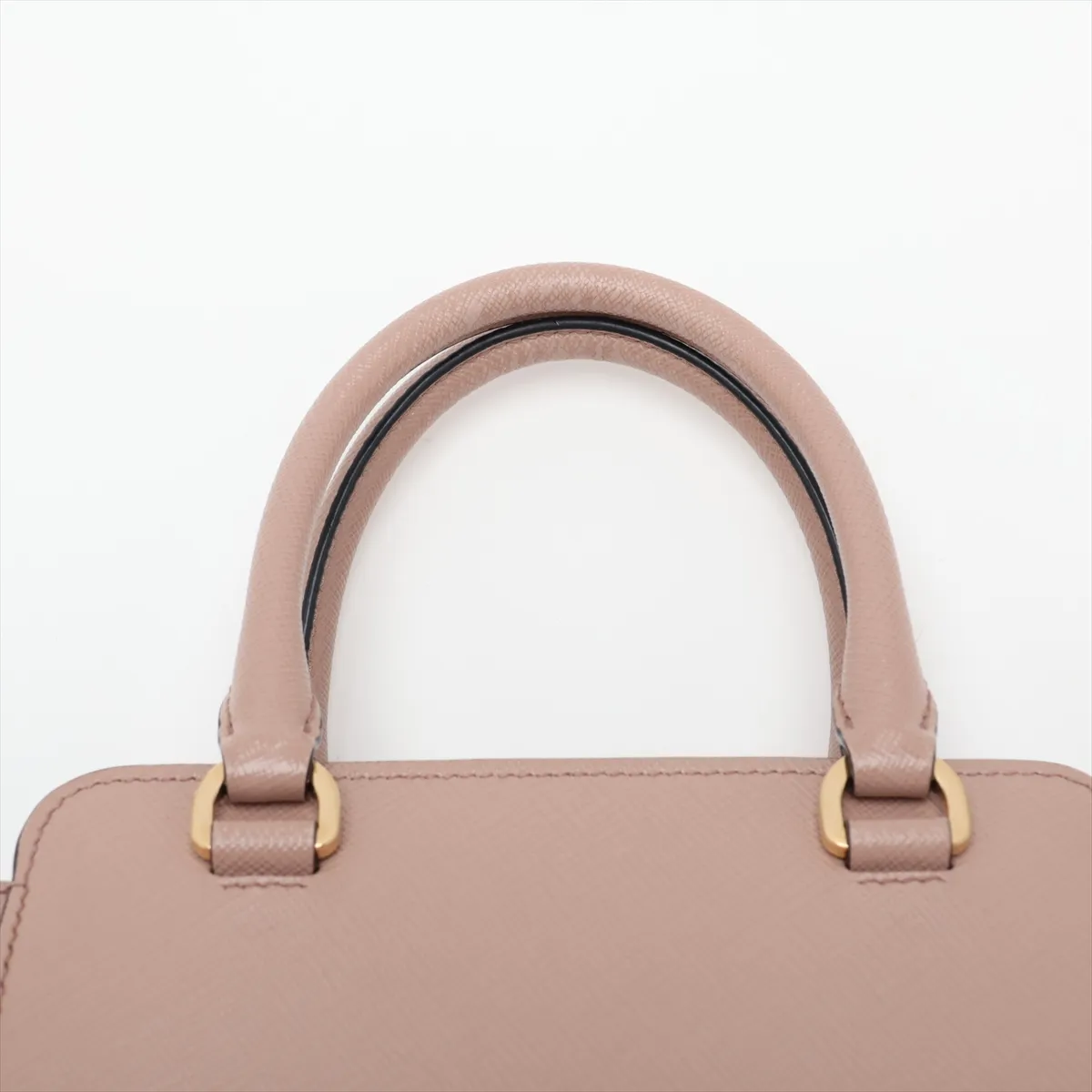 Saffiano Leather 2-Way Handbag, Beige — view 6