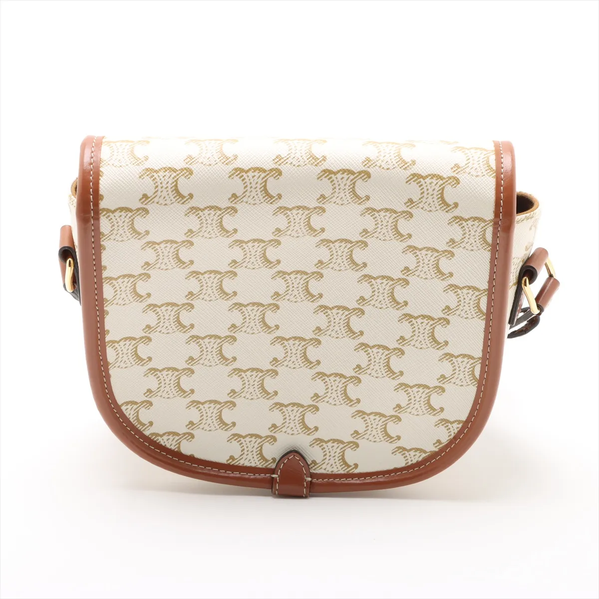 Triomphe Medium Folco PVC x Leather Shoulder Bag White x Brown — view 2