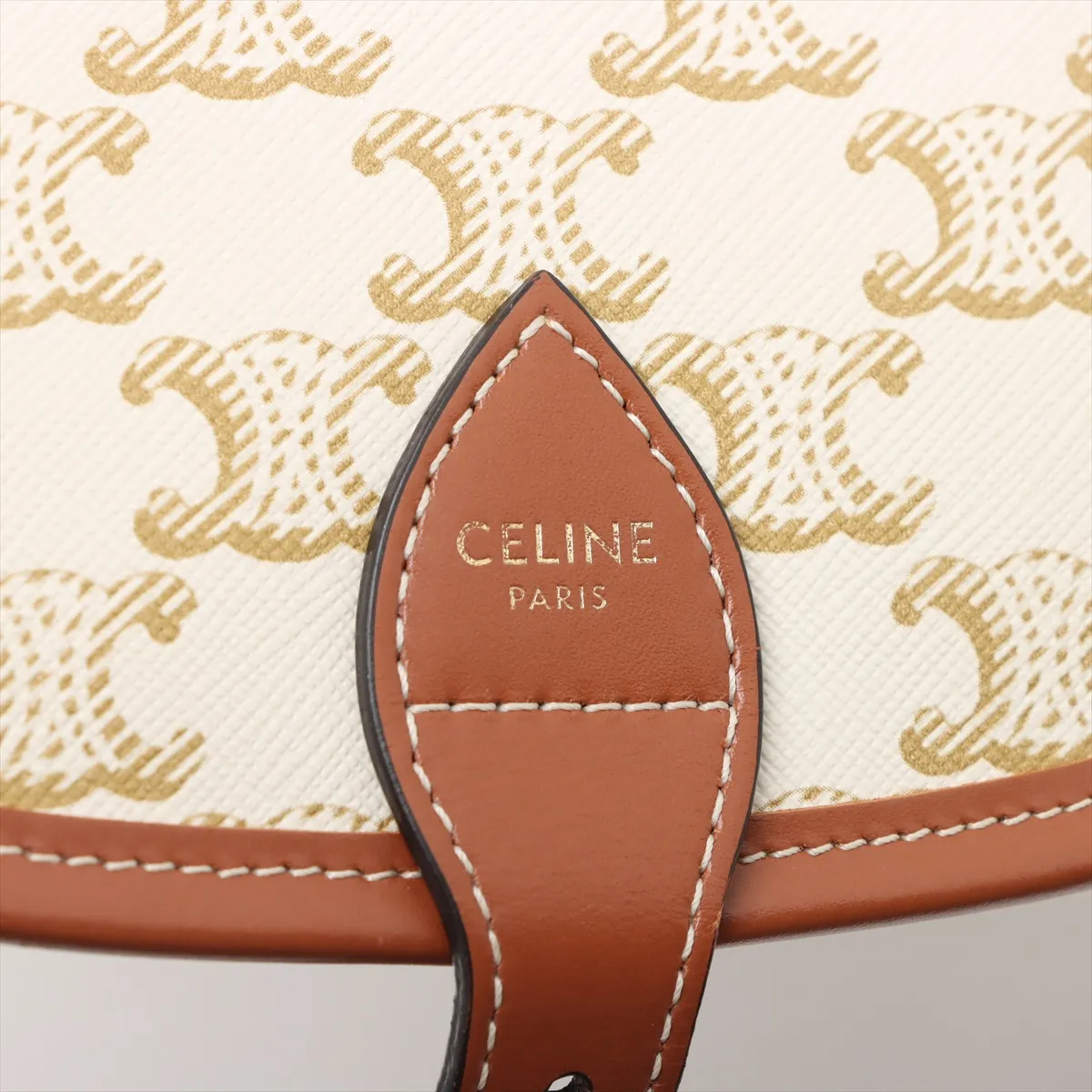 Triomphe Medium Folco PVC x Leather Shoulder Bag White x Brown — view 9