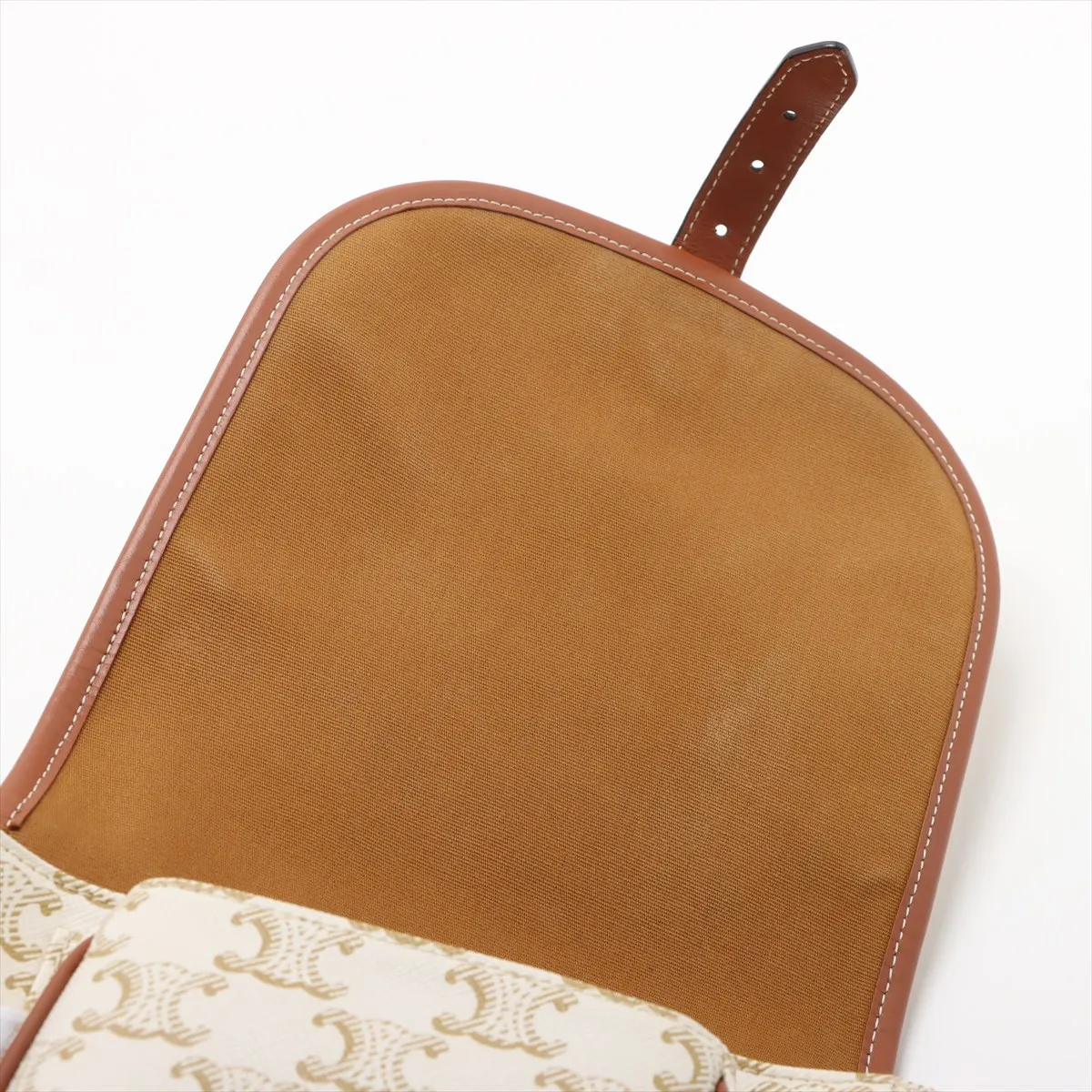 Triomphe Medium Folco PVC x Leather Shoulder Bag White x Brown — view 10