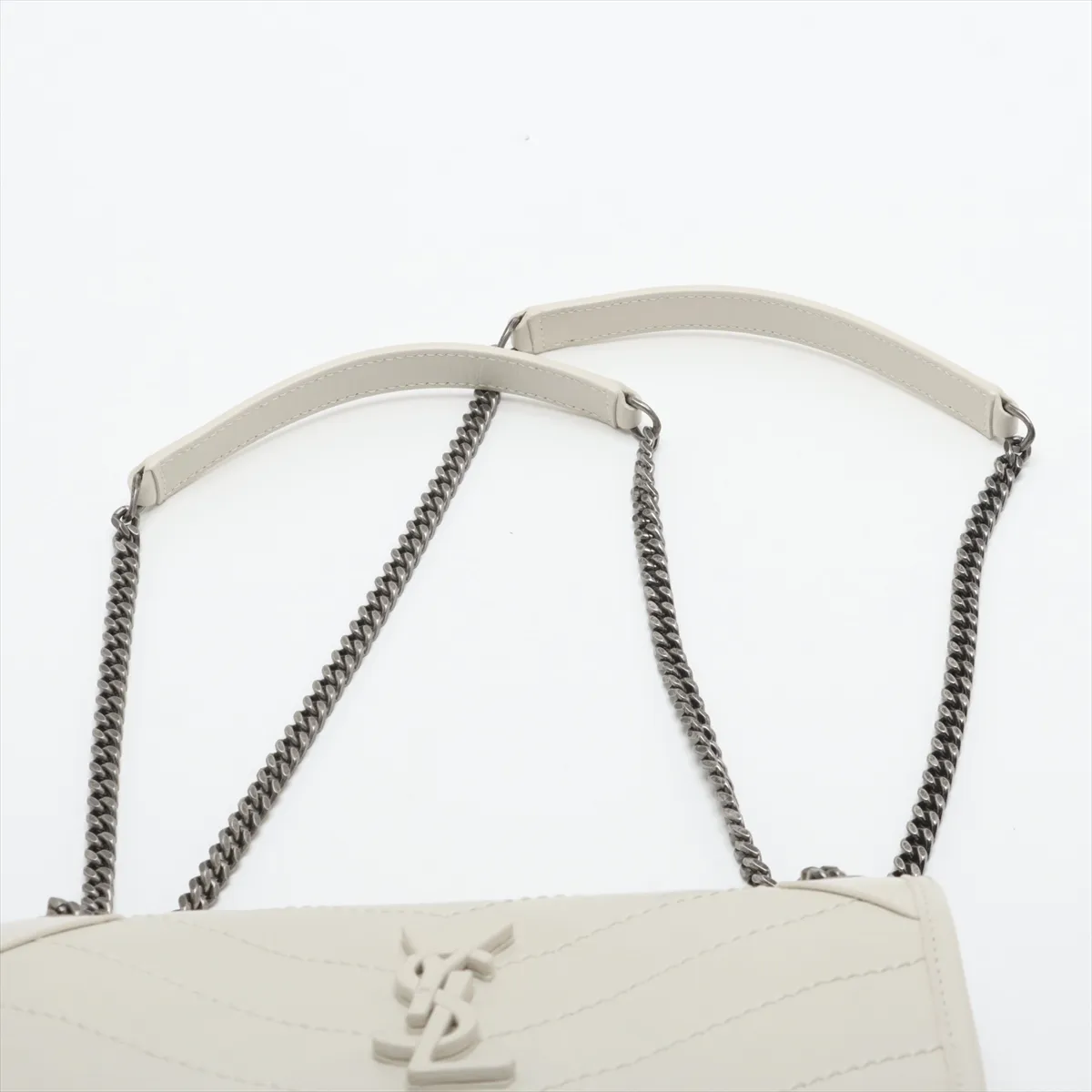 Niki Baby Leather Chain Shoulder Bag, White, 633160 — view 6