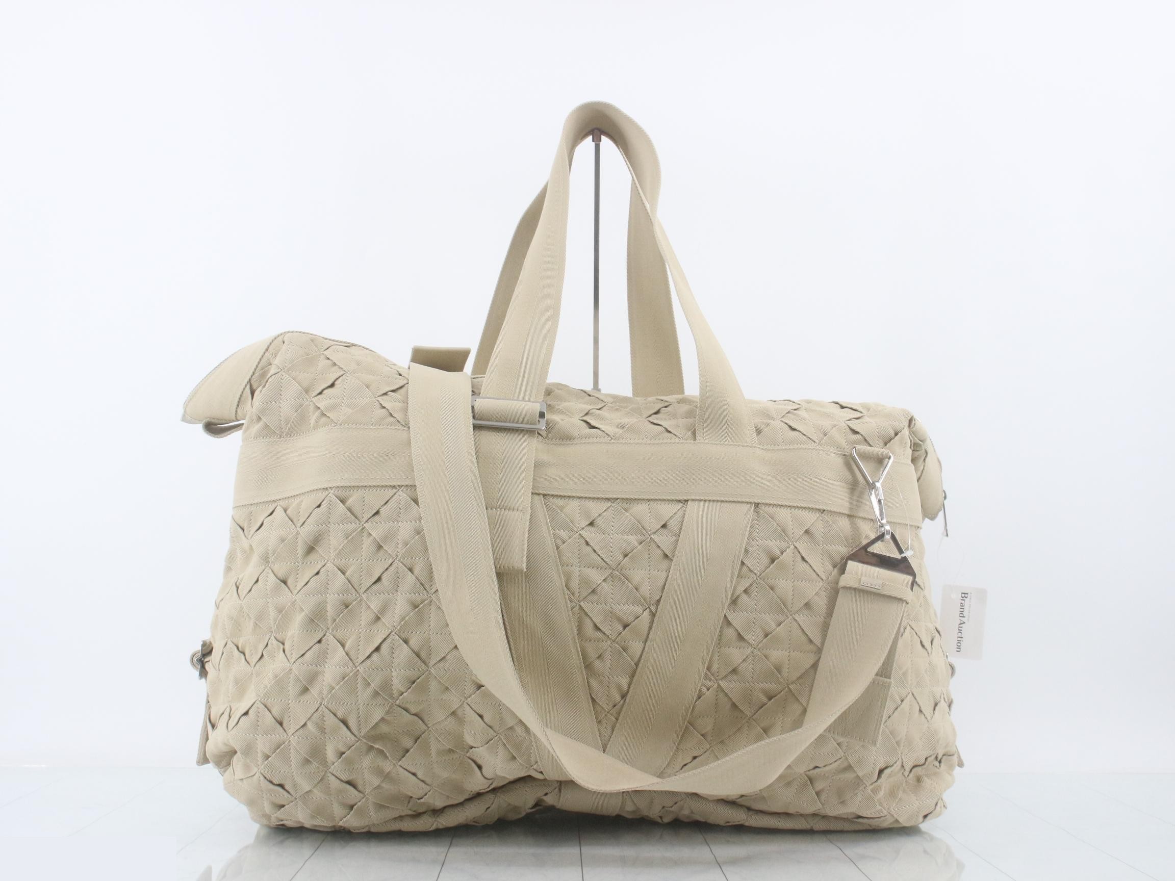 Maxi Intrecciato Boston Bag, Canvas, Beige — view 2