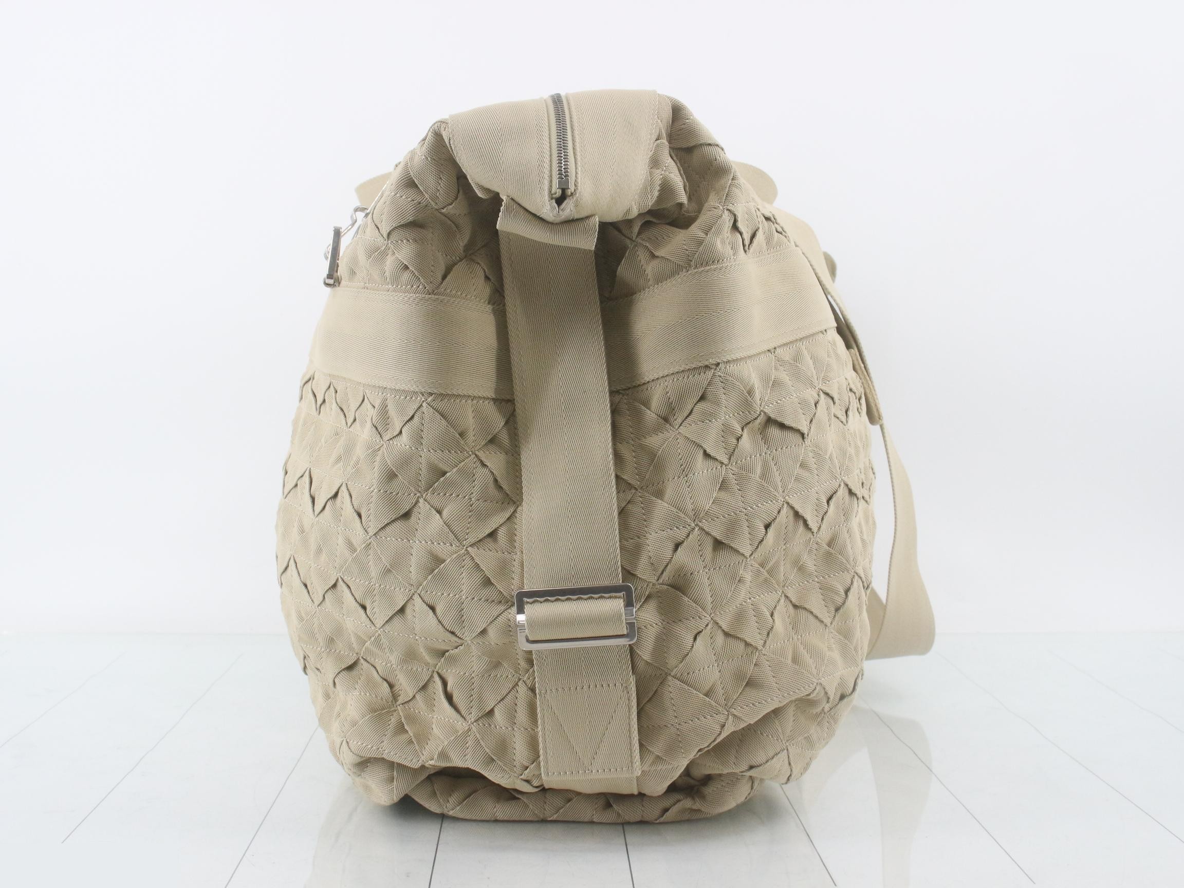 Maxi Intrecciato Boston Bag, Canvas, Beige — view 3