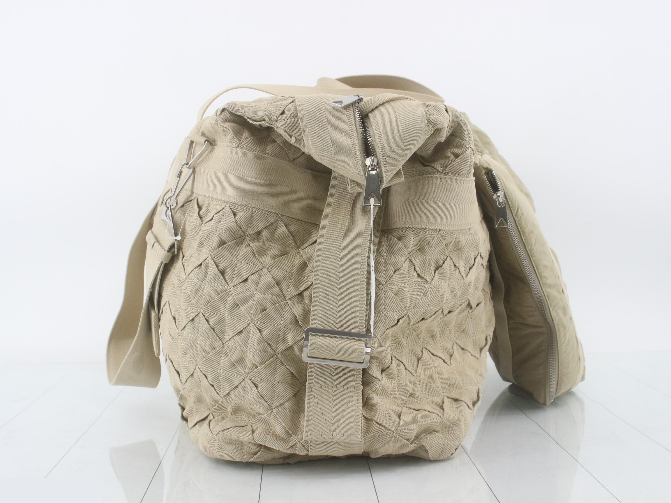 Maxi Intrecciato Boston Bag, Canvas, Beige — view 4