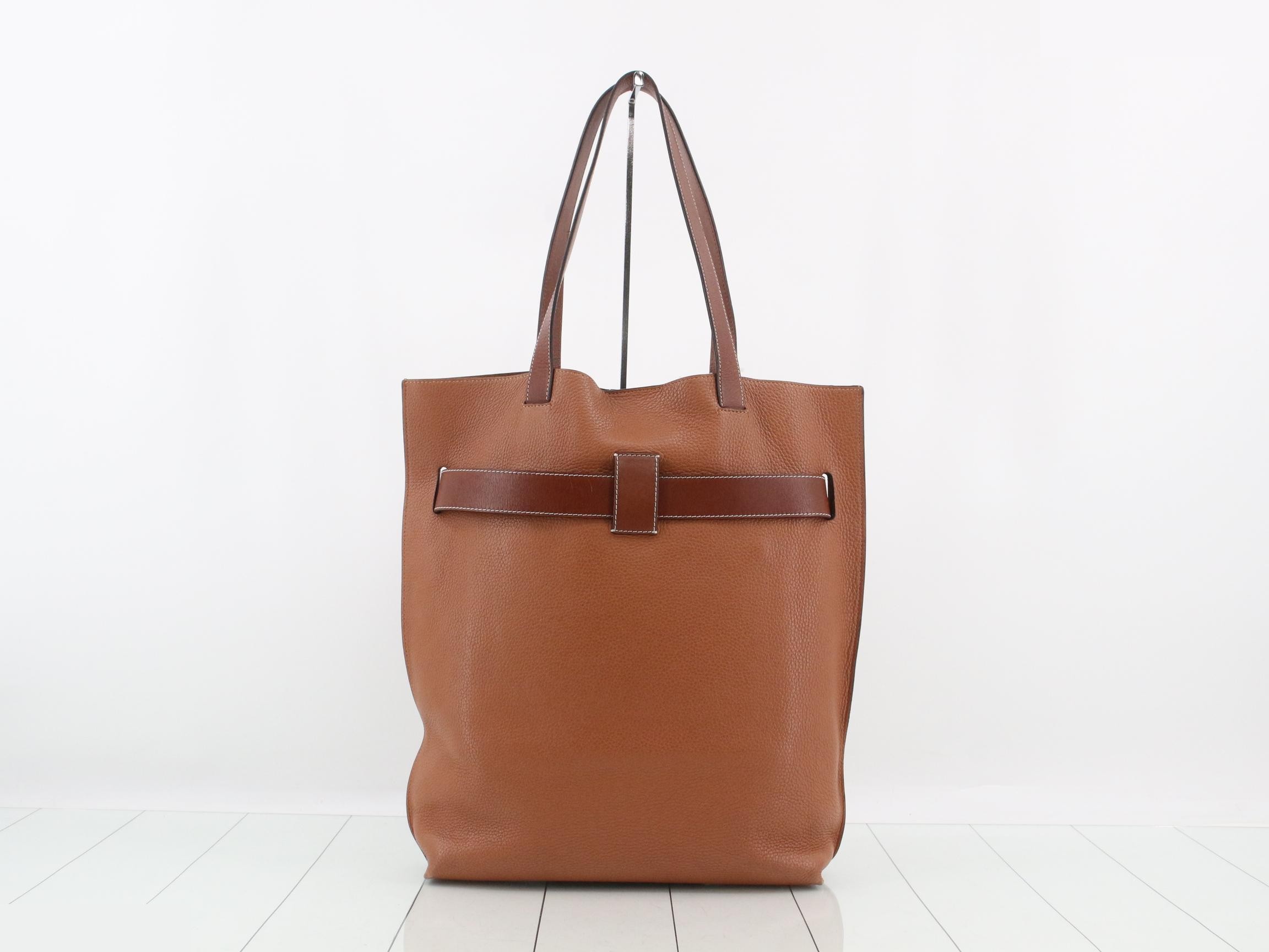 Vertical Belt Leather Tote Bag — view 2