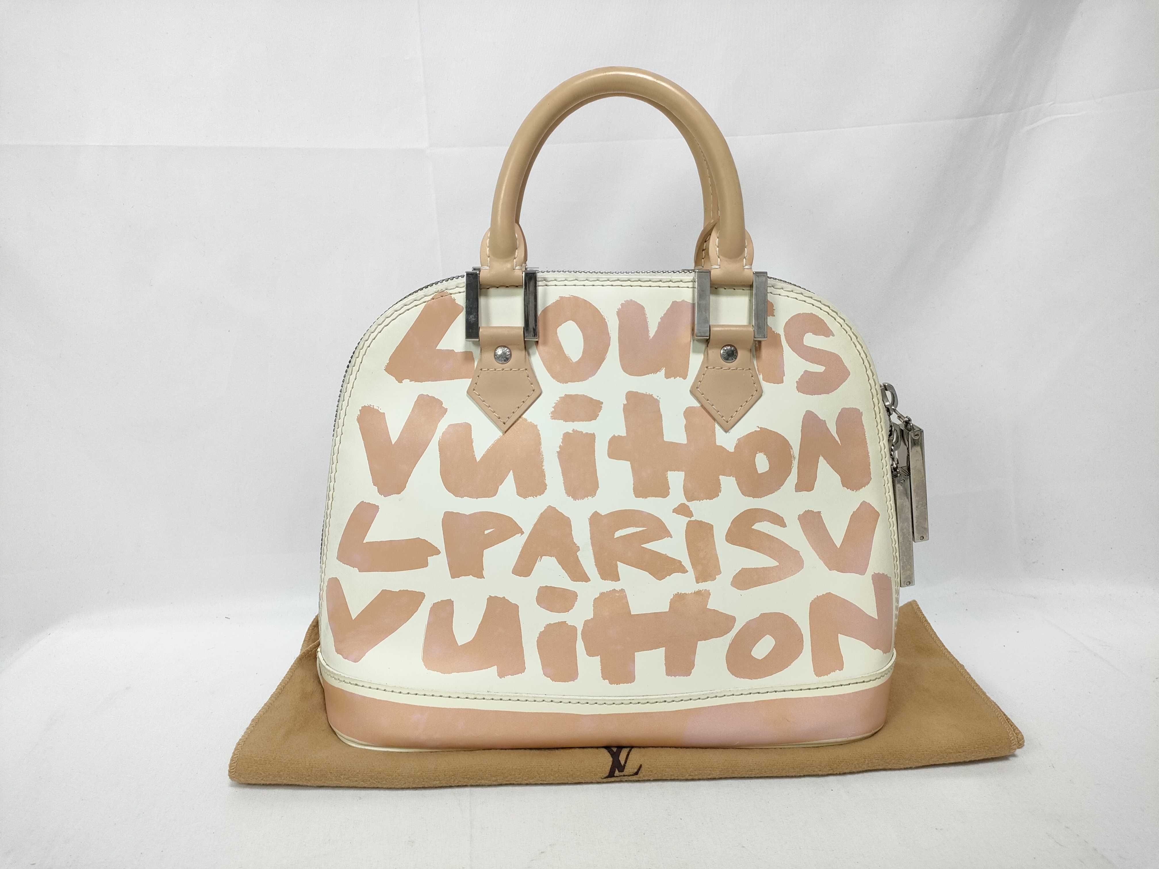 ID- Cow Skin Graffiti Alma MM M92180 white x orange BA0051 handbag