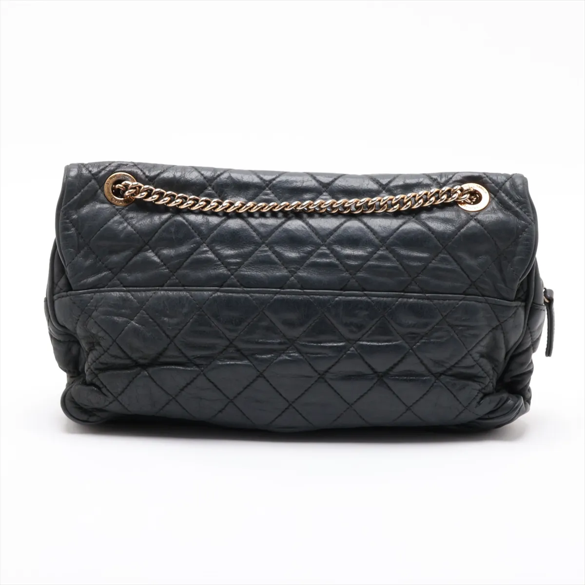 Matelassé Leather Single Flap Double Chain Bag, Gray with Gold Hardware, 17036305 (Serial Number 17) — view 2