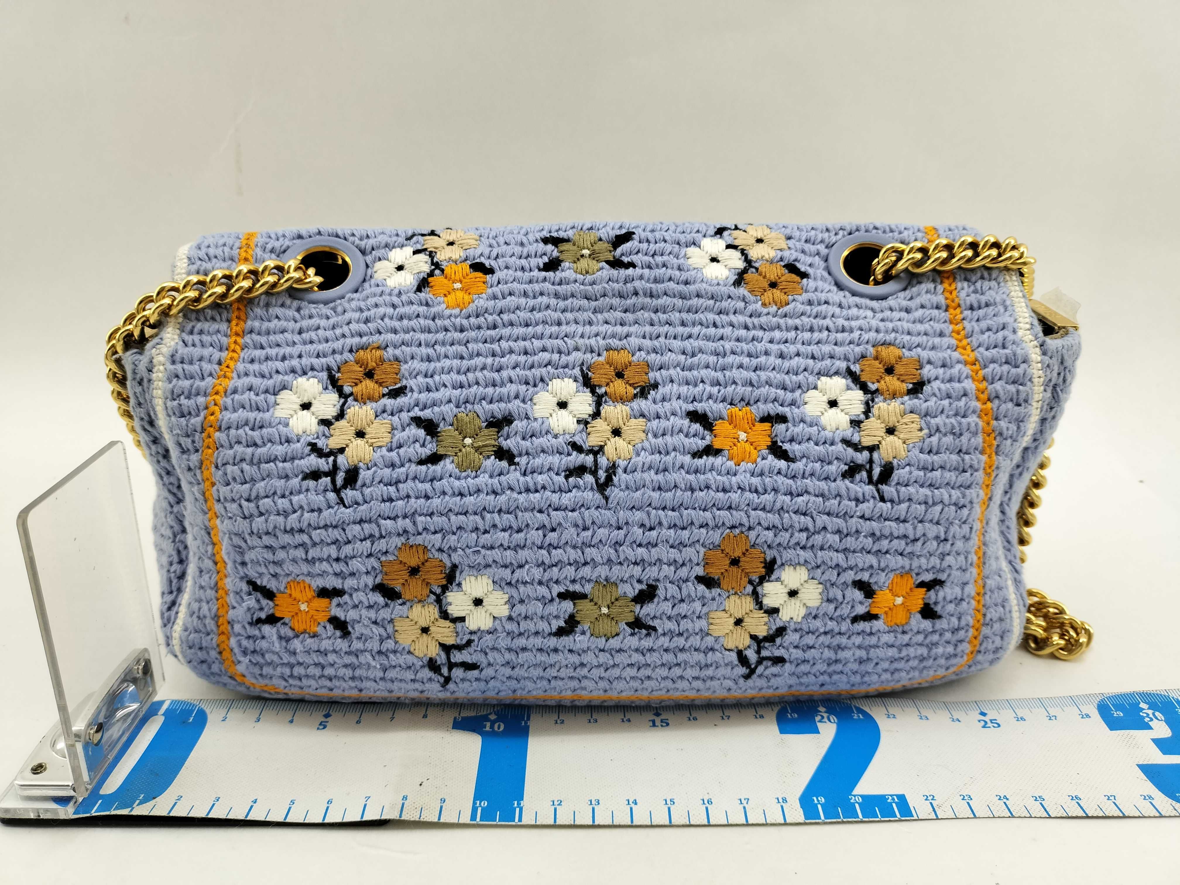 Knit Baguette Embroidered Chain Shoulder Bag — view 2