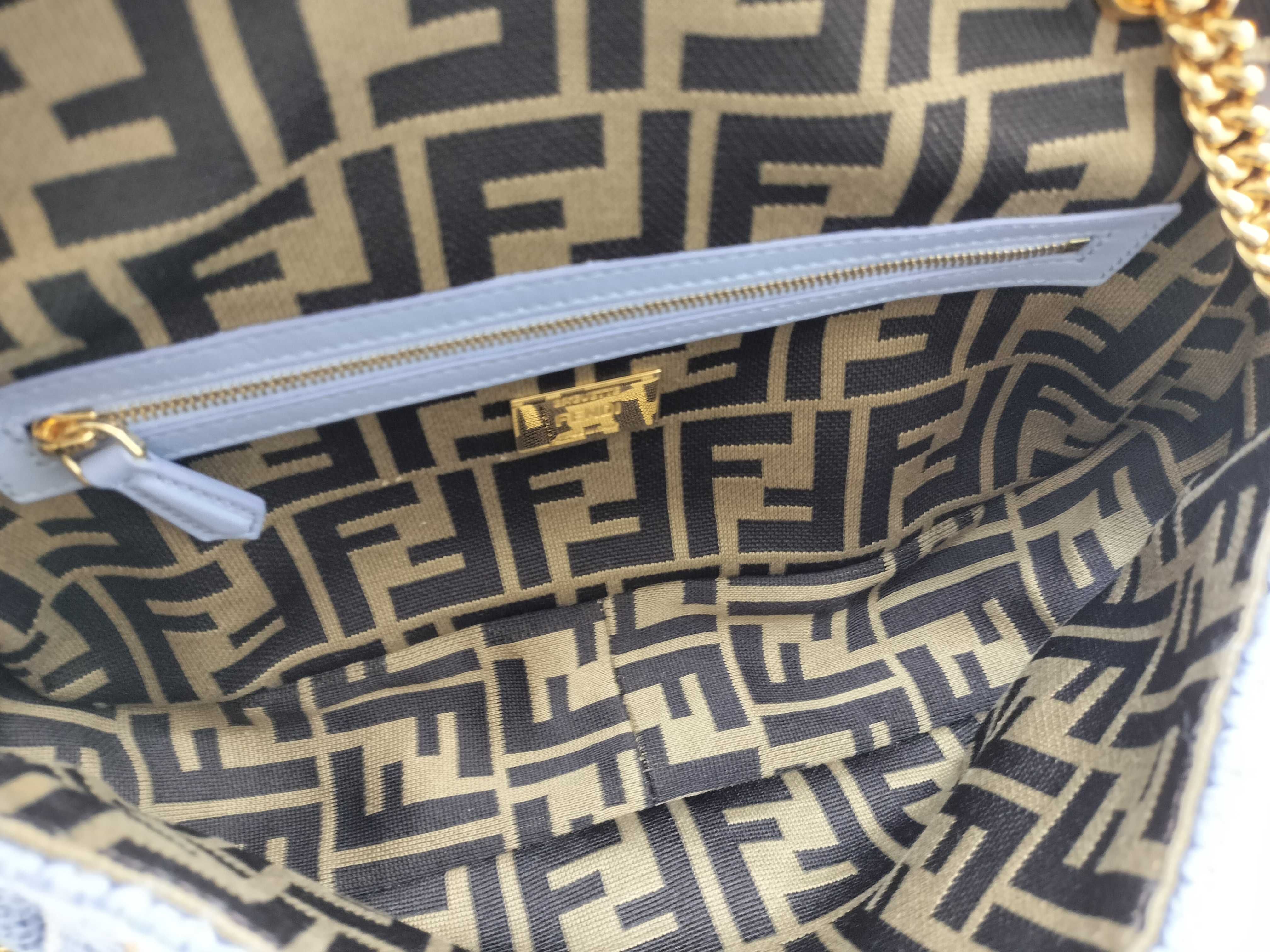 Knit Baguette Embroidered Chain Shoulder Bag — view 13