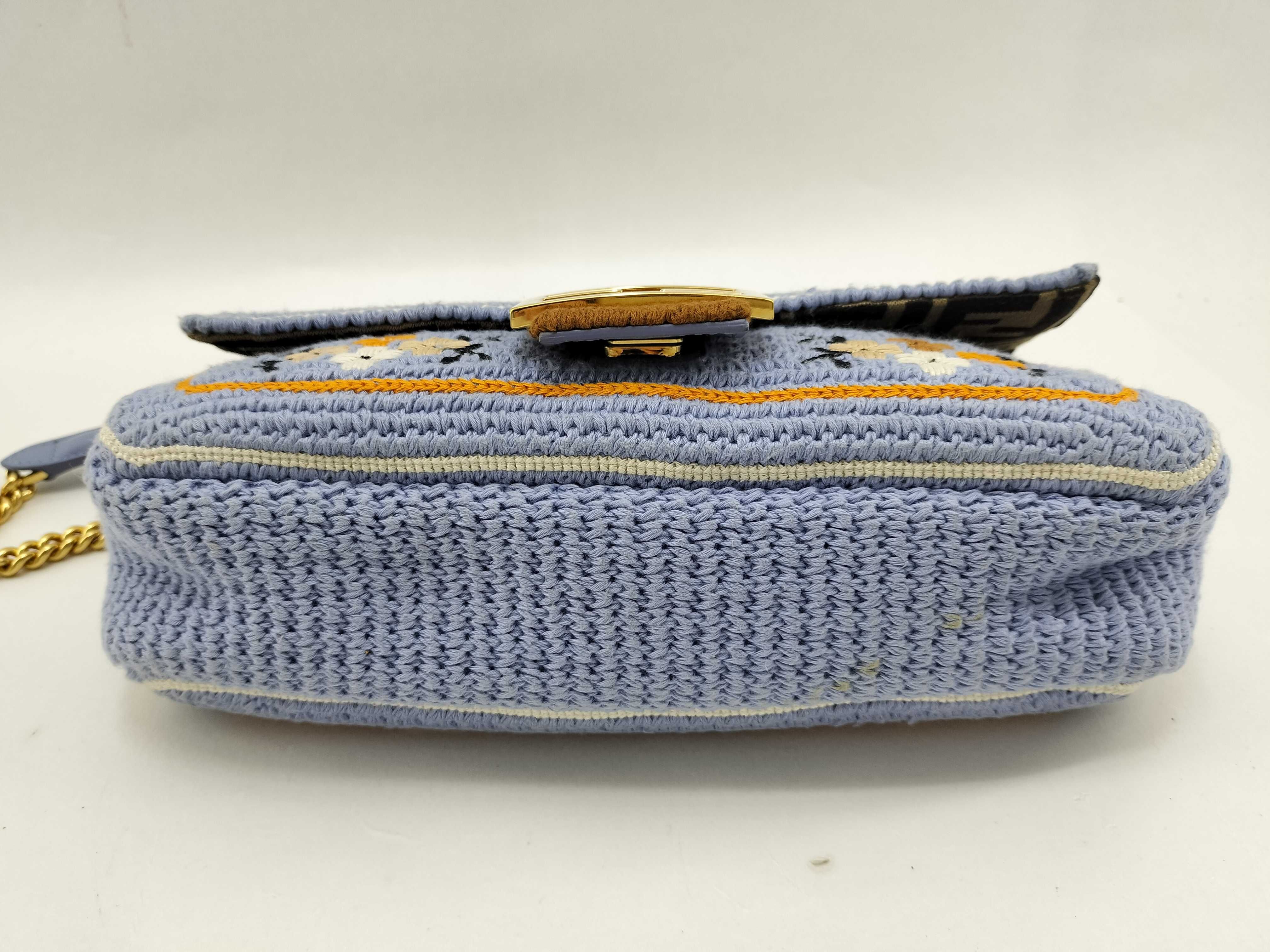Knit Baguette Embroidered Chain Shoulder Bag — view 3