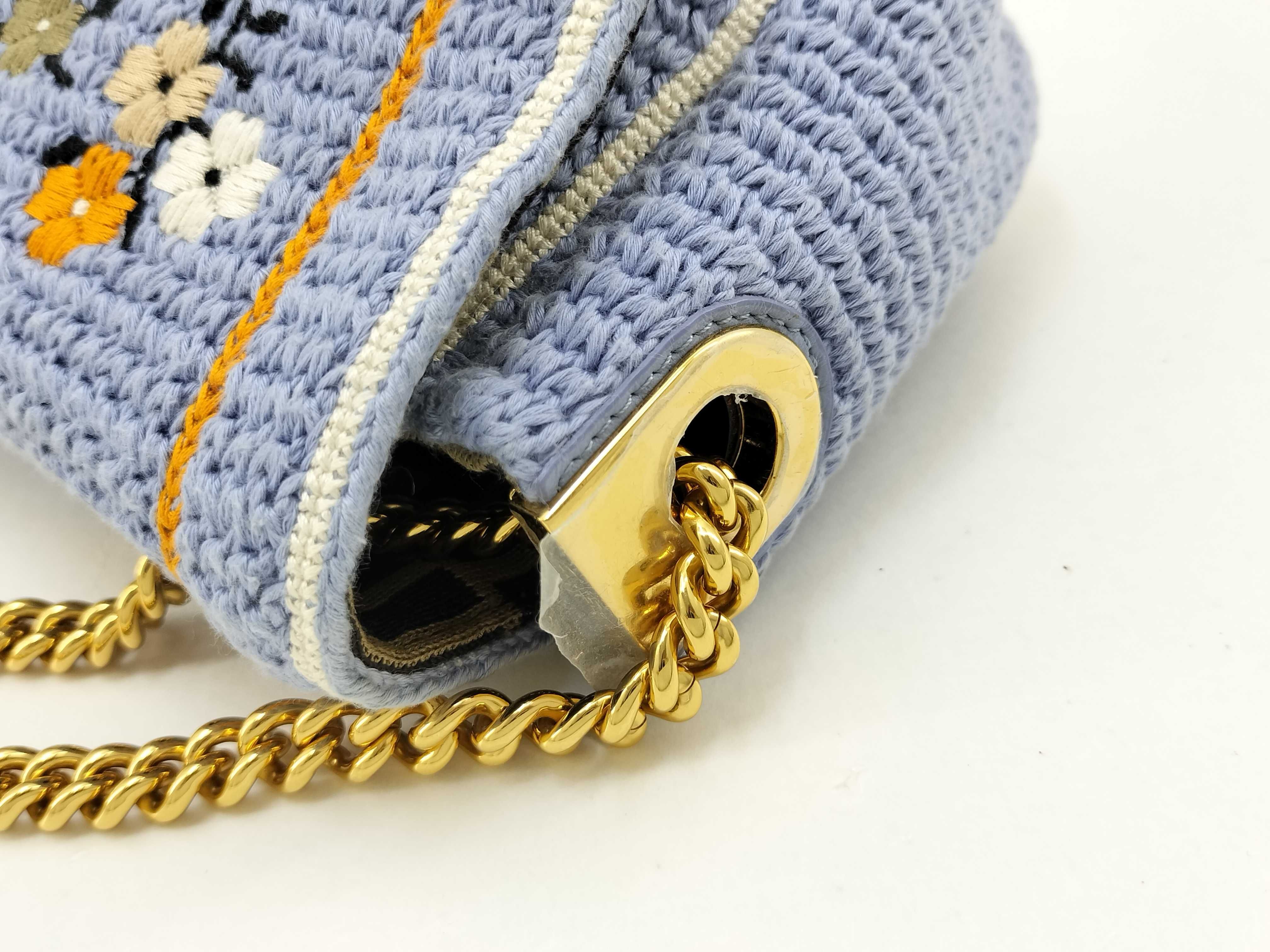 Knit Baguette Embroidered Chain Shoulder Bag — view 8