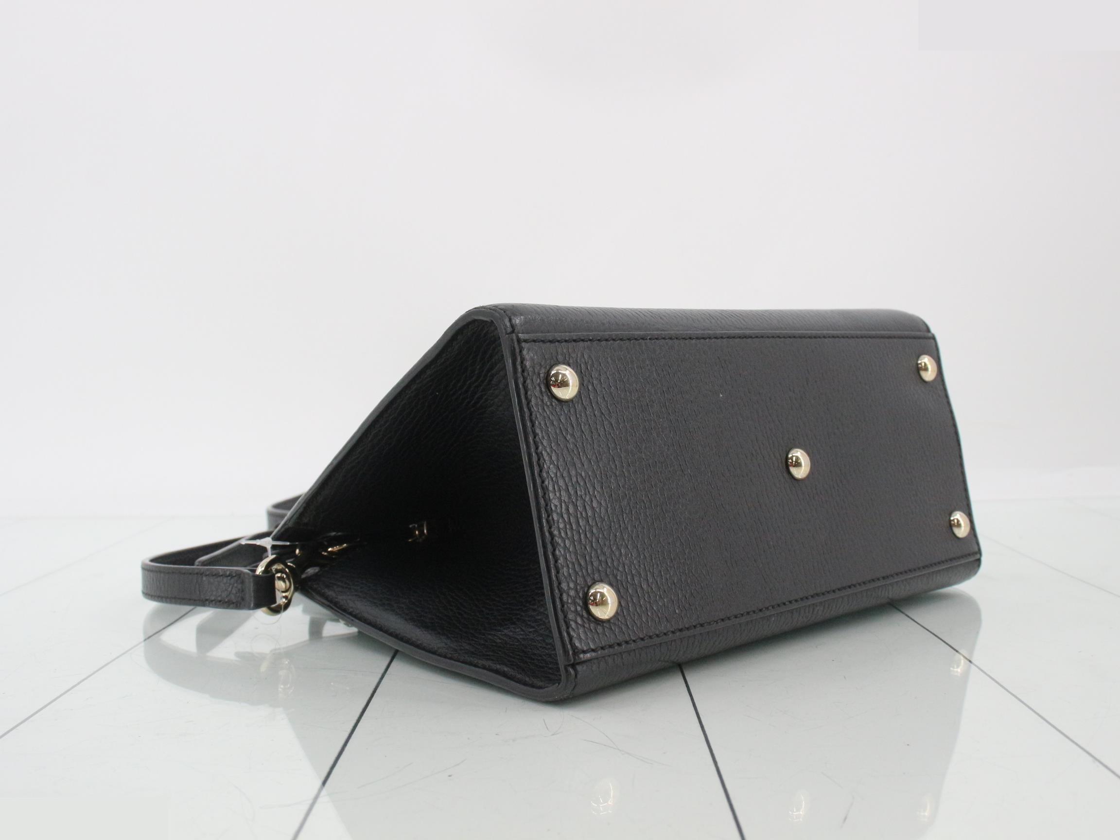 Soho 2-Way Shoulder Bag, Black Leather, 607722 — view 5