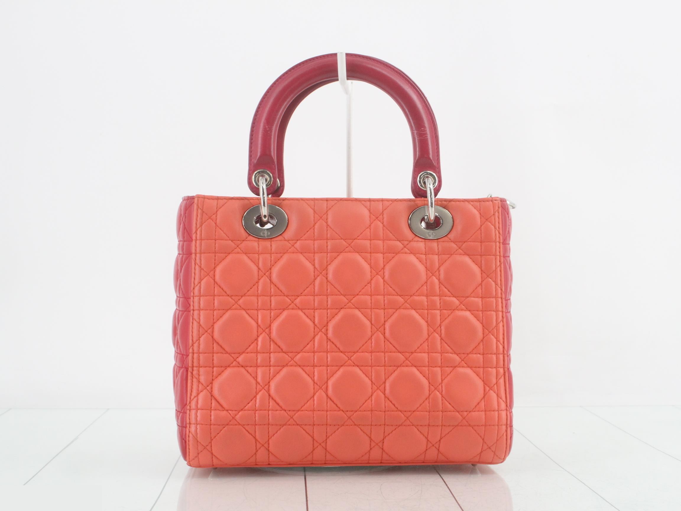 Lady Dior Lambskin Bicolor 2-Way Handbag with Silver Hardware — view 2