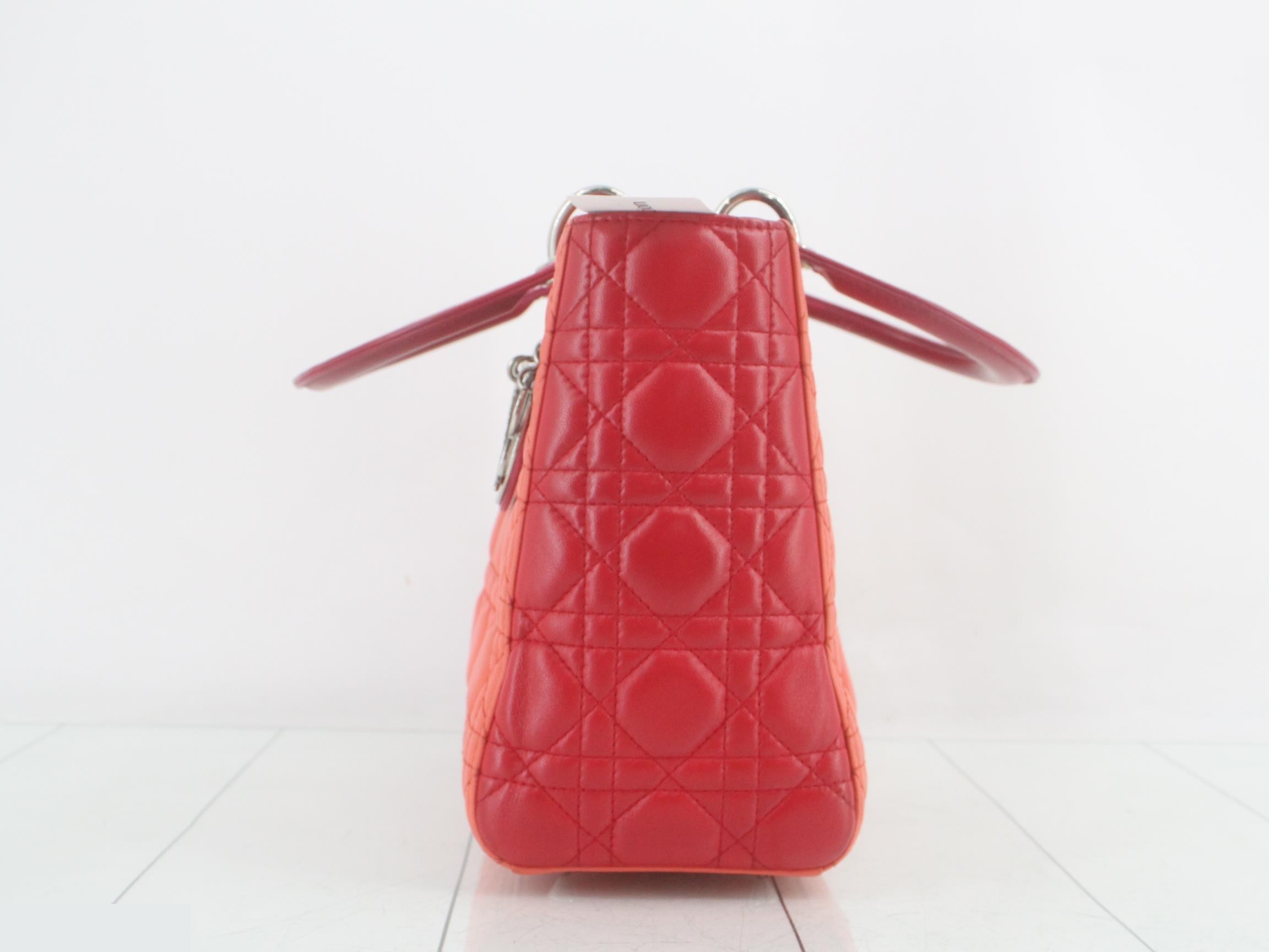 Lady Dior Lambskin Bicolor 2-Way Handbag with Silver Hardware — view 3