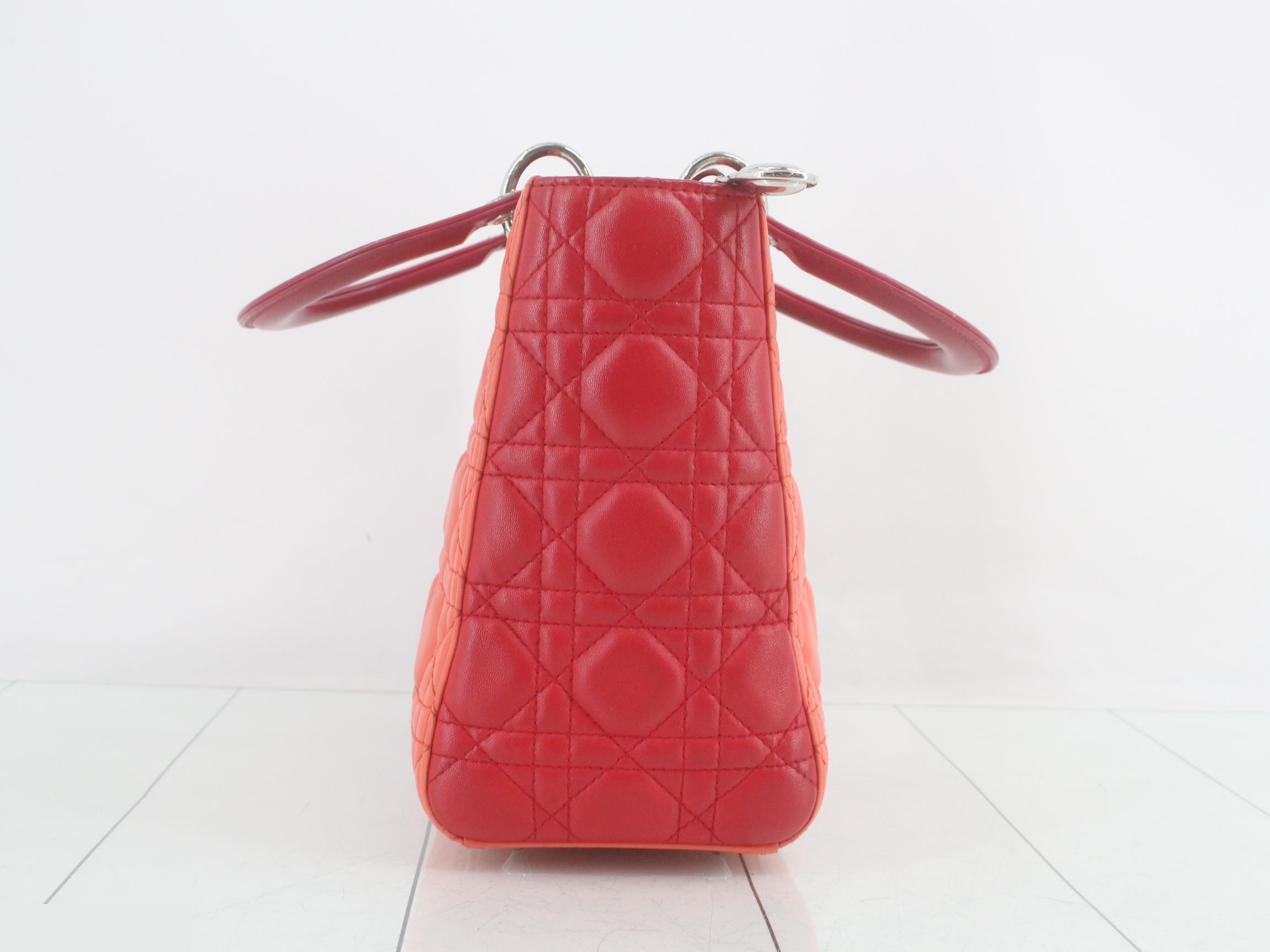 Lady Dior Lambskin Bicolor 2-Way Handbag with Silver Hardware — view 4