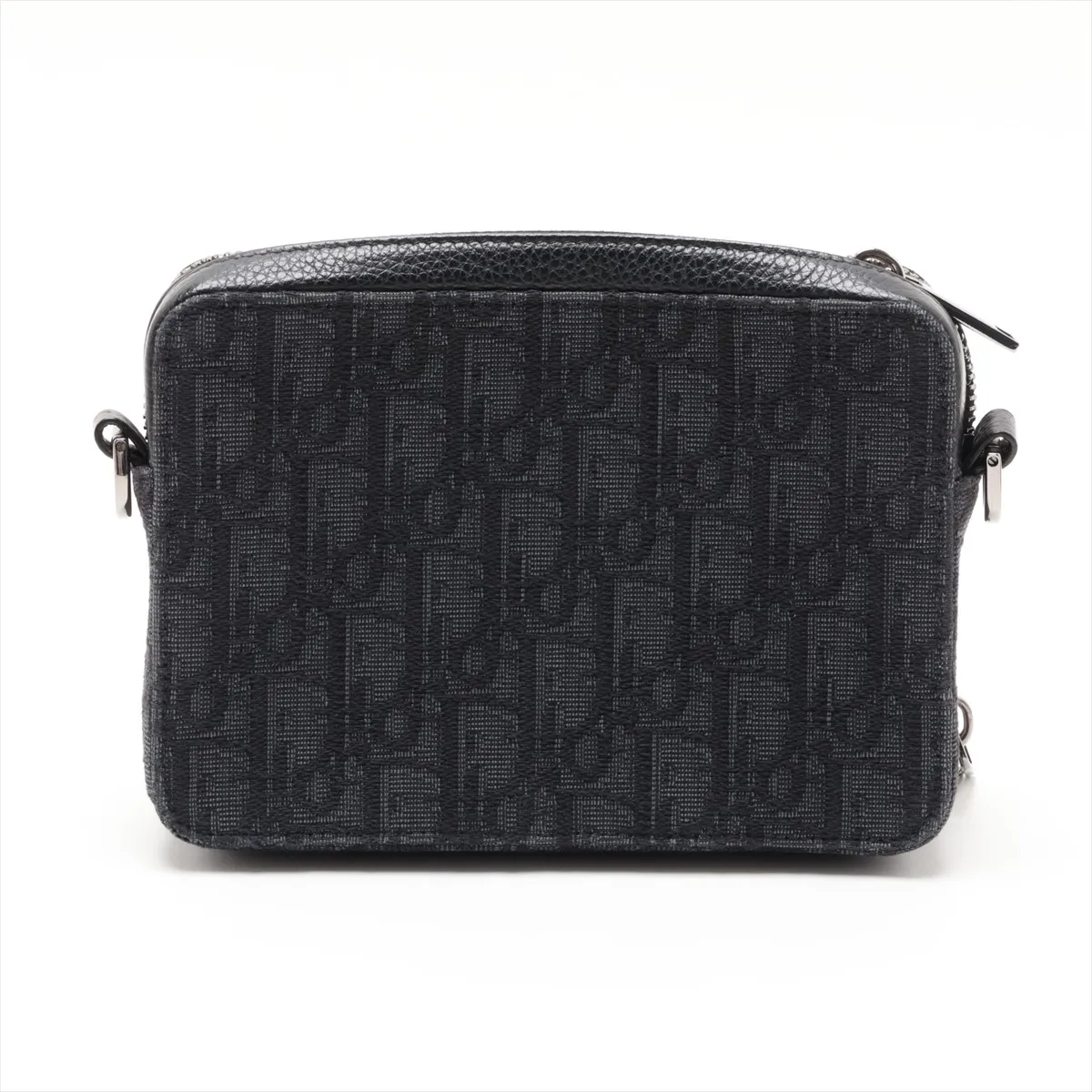 Oblique Canvas x Leather Shoulder Bag, Black — view 2