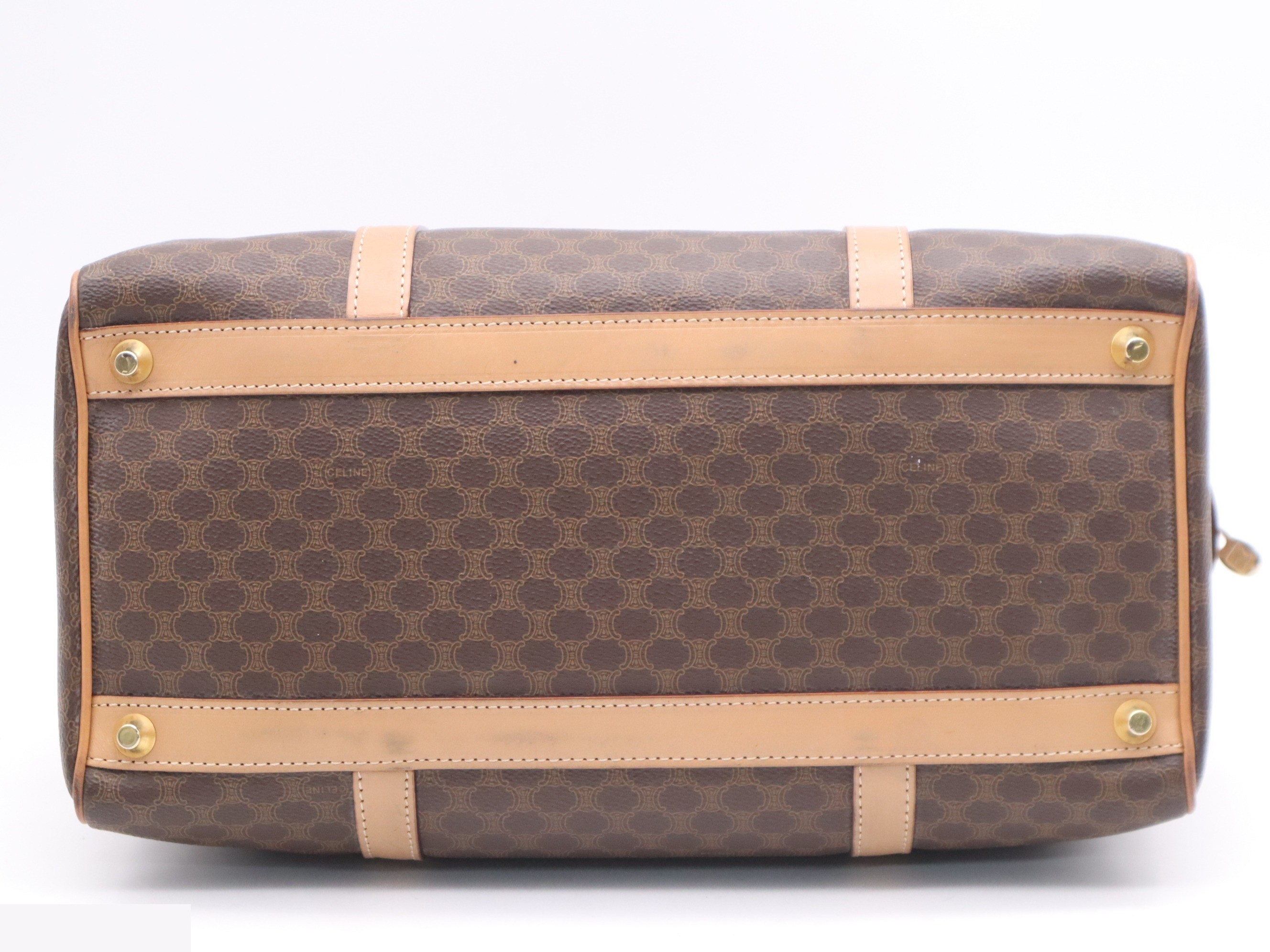 PVC/Leather Mini Boston Bag, Macadam Pattern, Beige/Brown — view 4