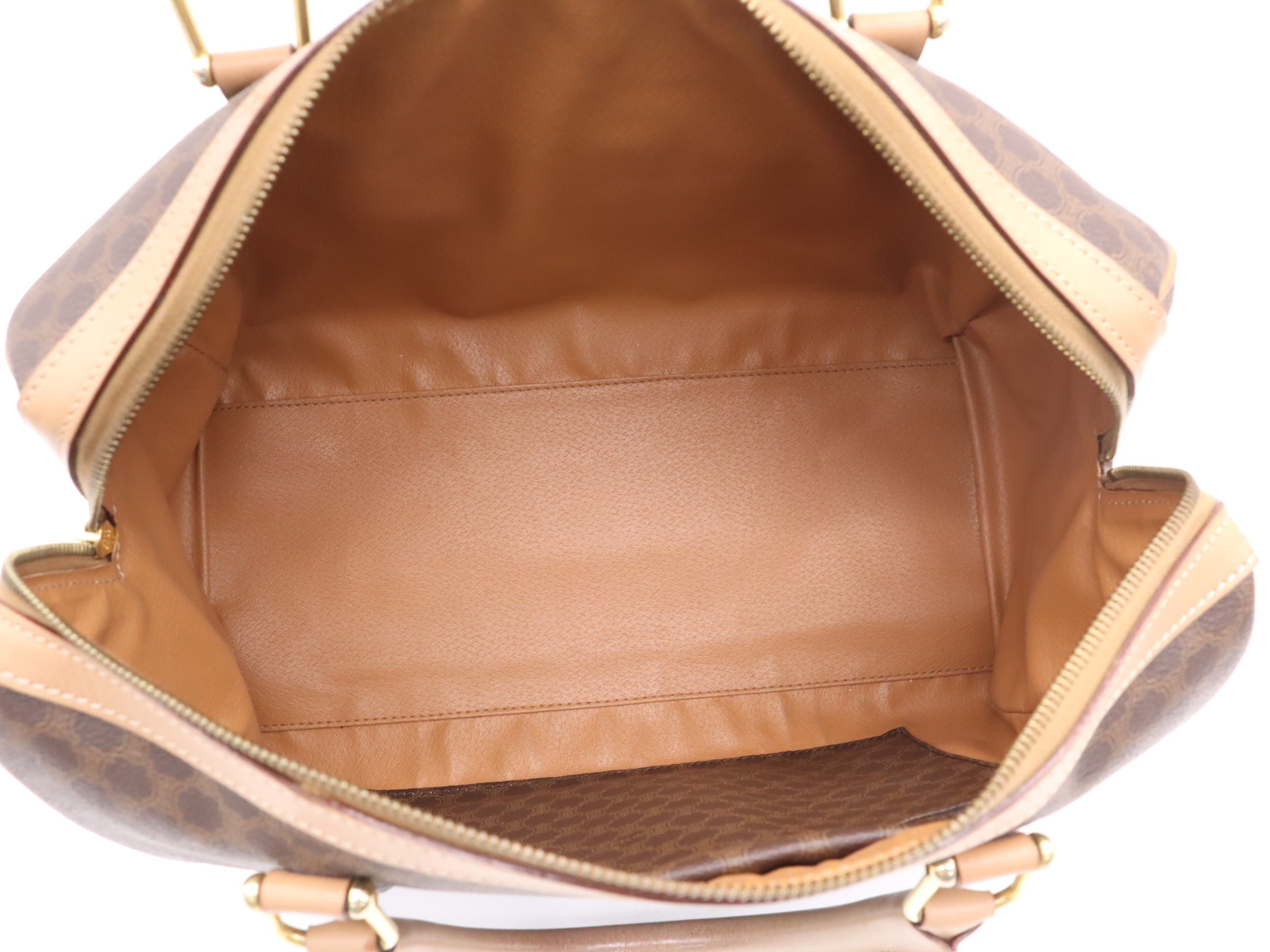 PVC/Leather Mini Boston Bag, Macadam Pattern, Beige/Brown — view 7