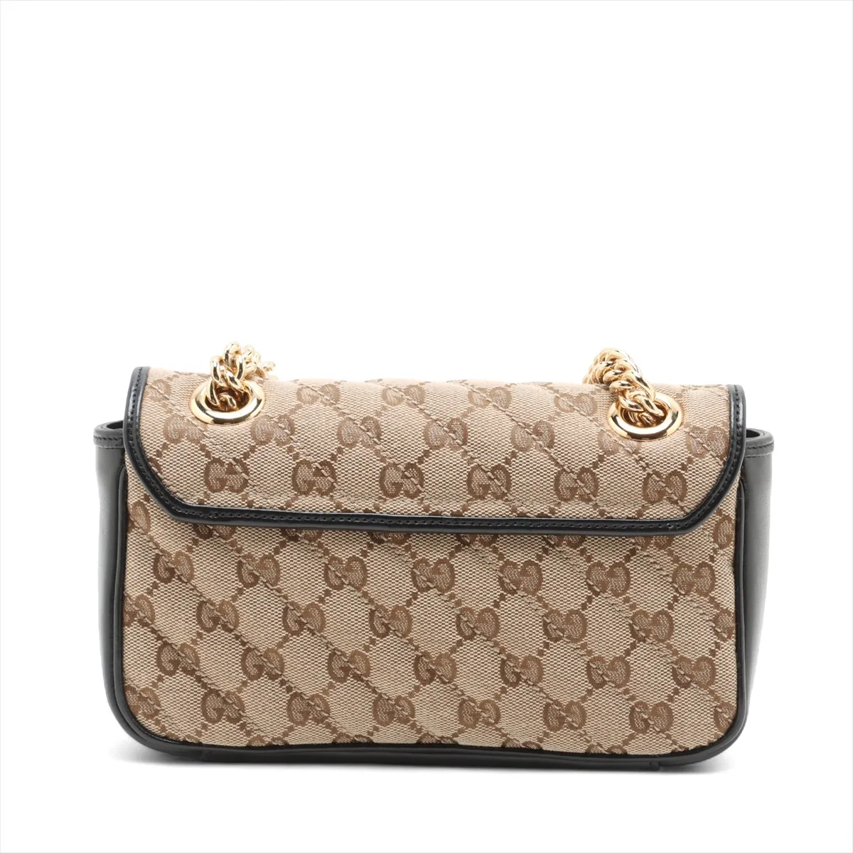 GG Canvas GG Marmont Canvas x Leather Chain Shoulder Bag Beige x Black 446744 — view 2