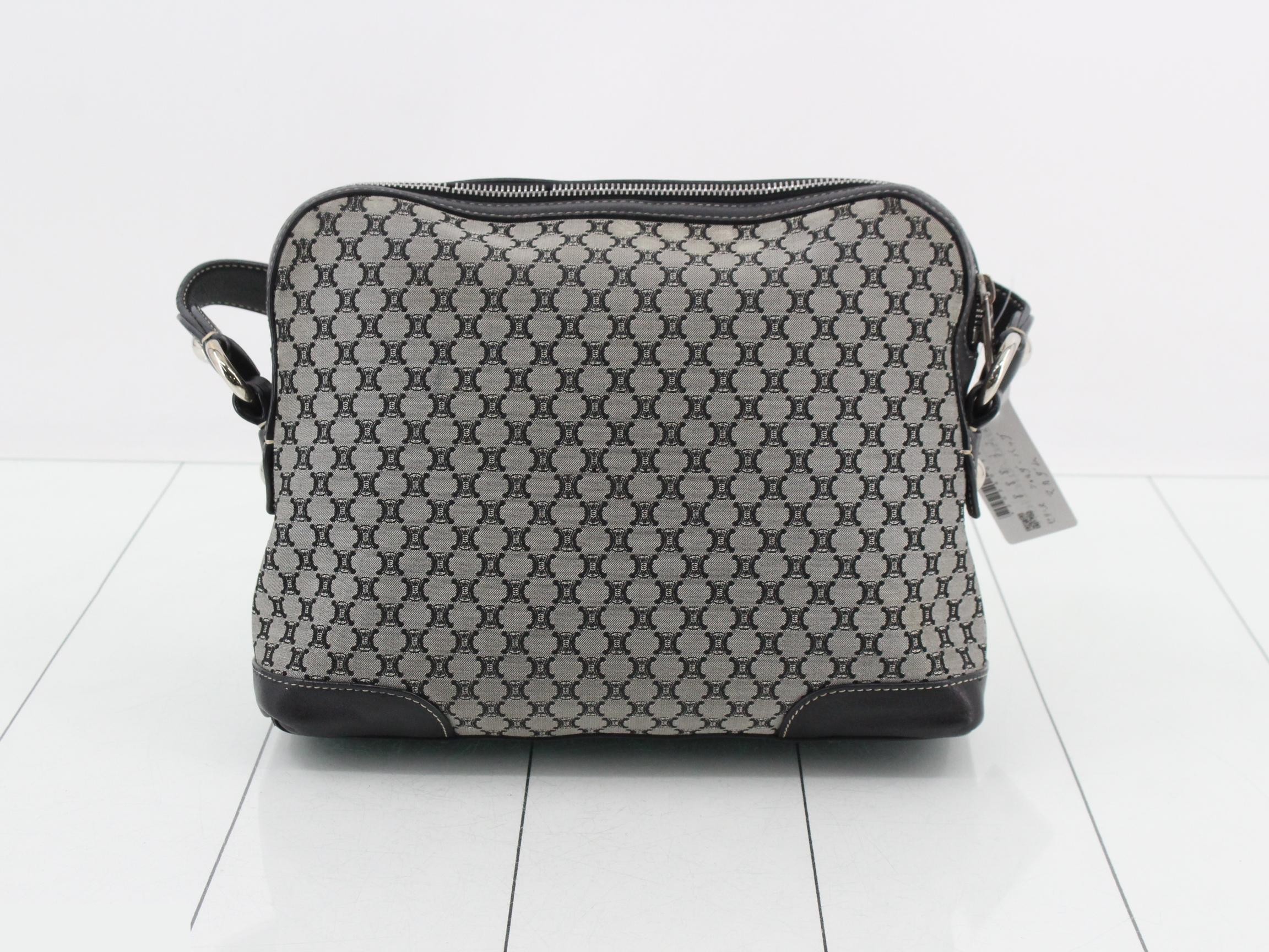 shoulder bag for women, Macadam pattern, gray/black, cross-body, leather. — view 2