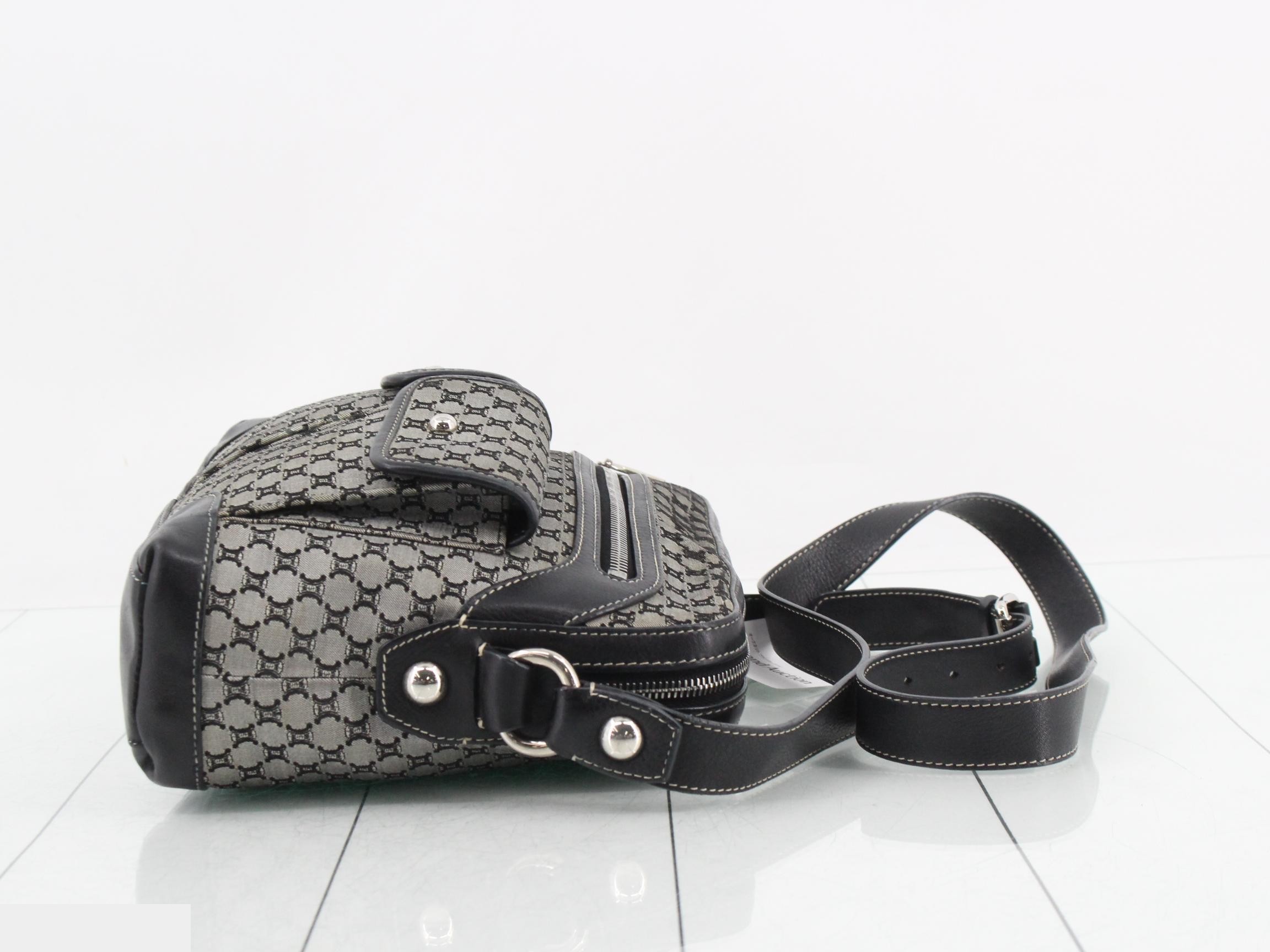 shoulder bag for women, Macadam pattern, gray/black, cross-body, leather. — view 3