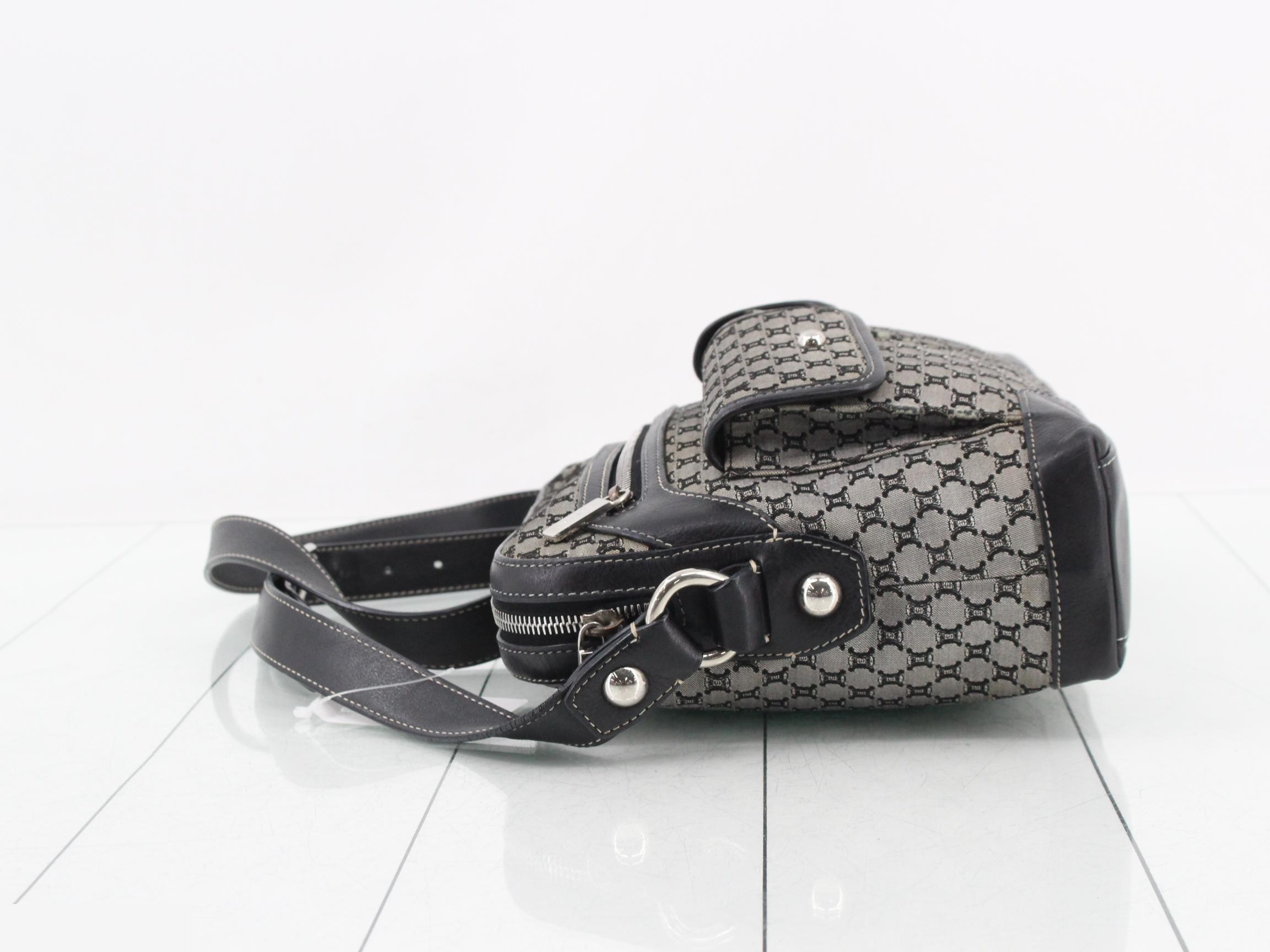 shoulder bag for women, Macadam pattern, gray/black, cross-body, leather. — view 4
